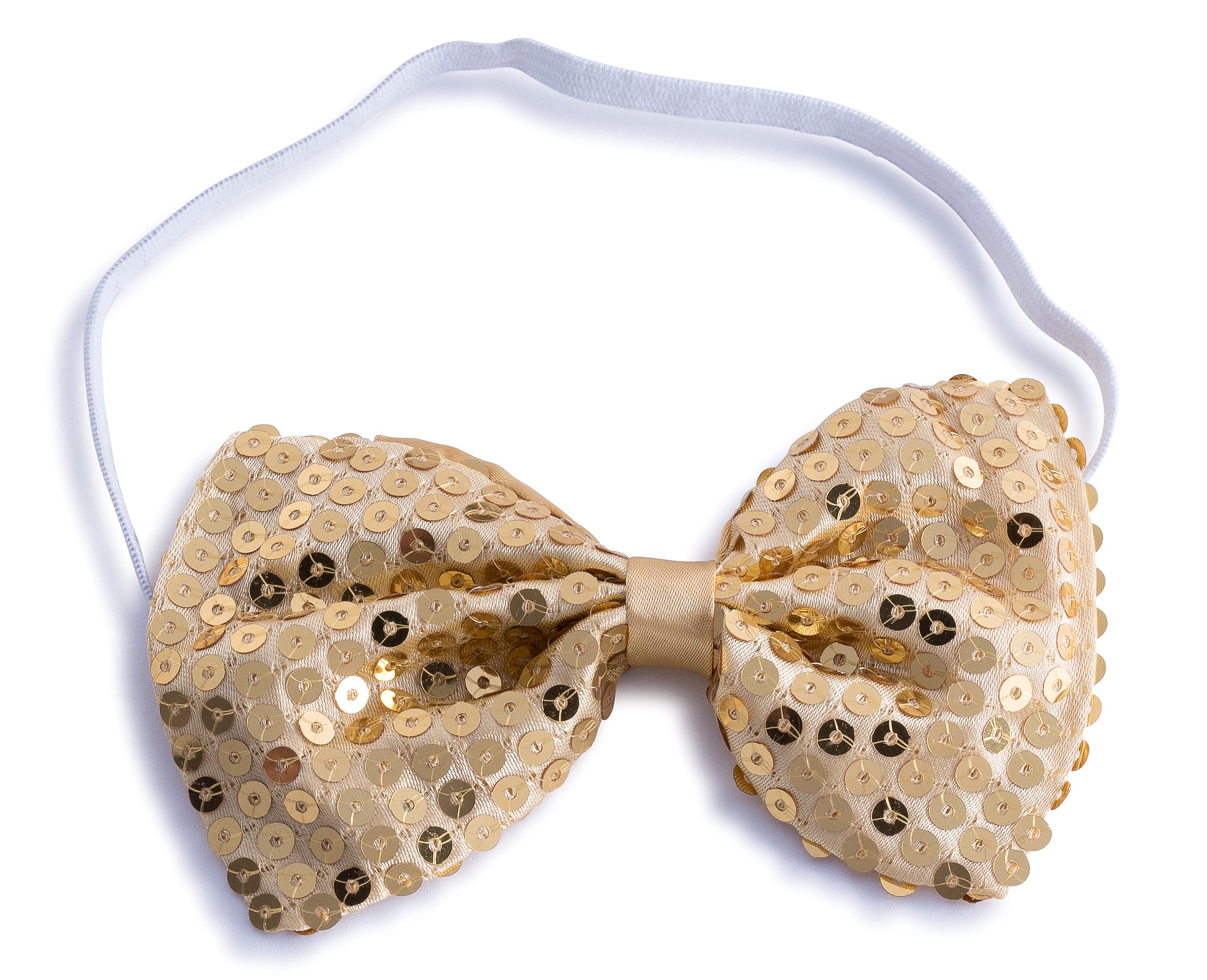 Gold Sequined Bow Tie - One Size