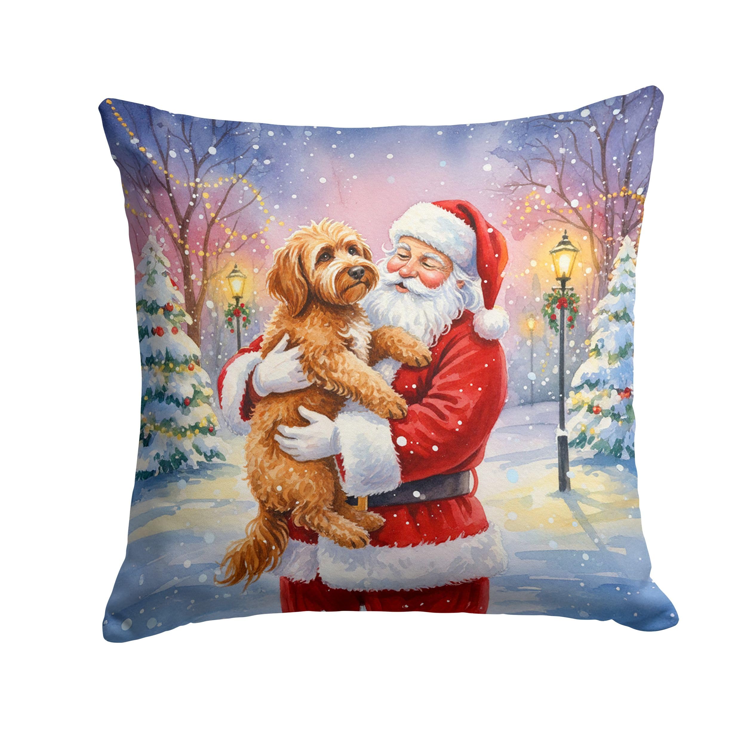 Carolines Treasures Labradoodle with Santa Claus Throw Pillow Decorative Indoor Outdoor Accent Cushion for Couch, Bed or Patio, 18Hx18W