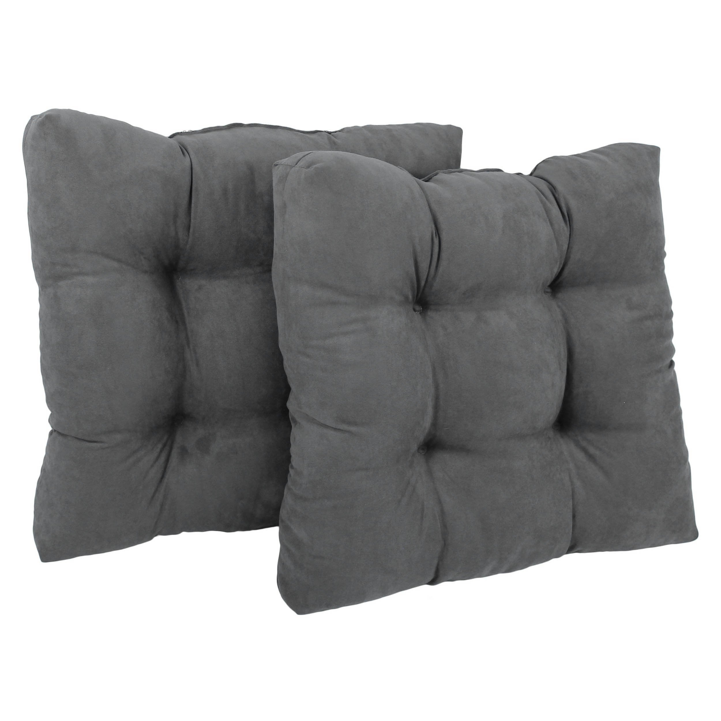 19-inch Squared Microsuede Tufted Dining Chair Cushion (Set of Two) - Grey