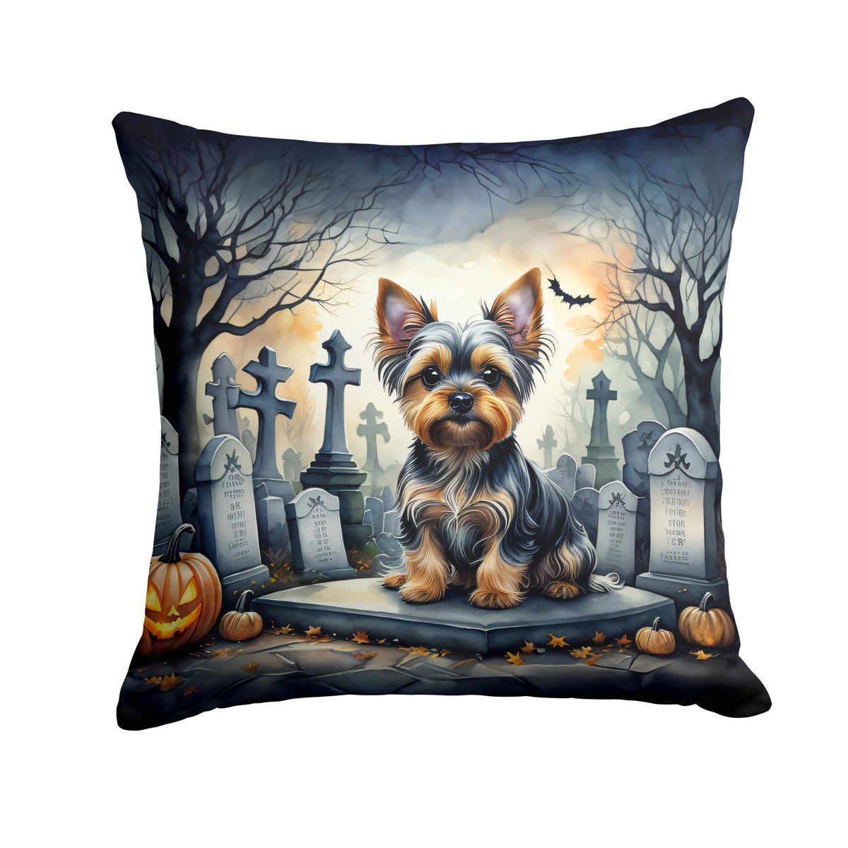 Yorkshire Terrier Spooky Halloween Throw Pillow