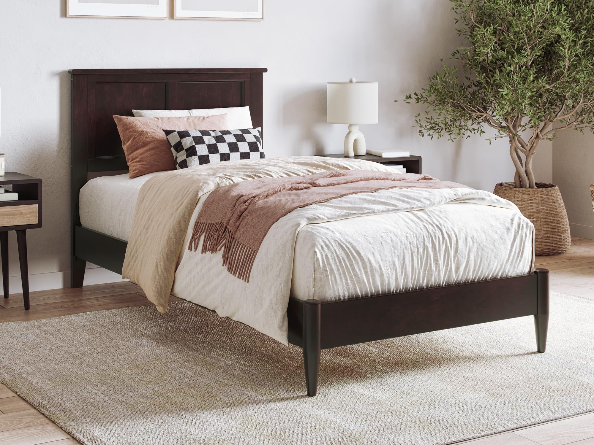 Charlotte Twin XL Solid Wood Low Profile Platform Bed in Espresso