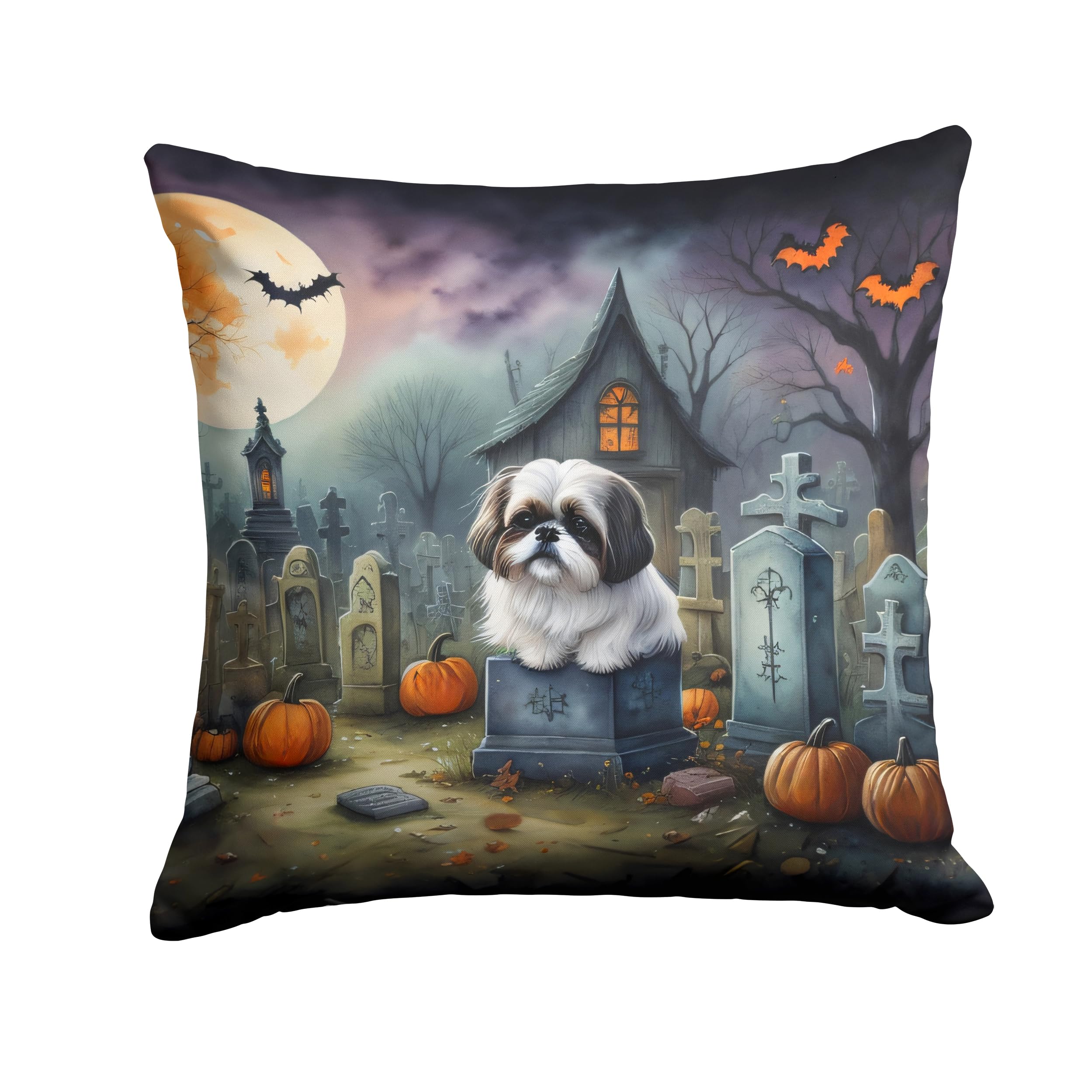 Shih Tzu Spooky Halloween Throw Pillow