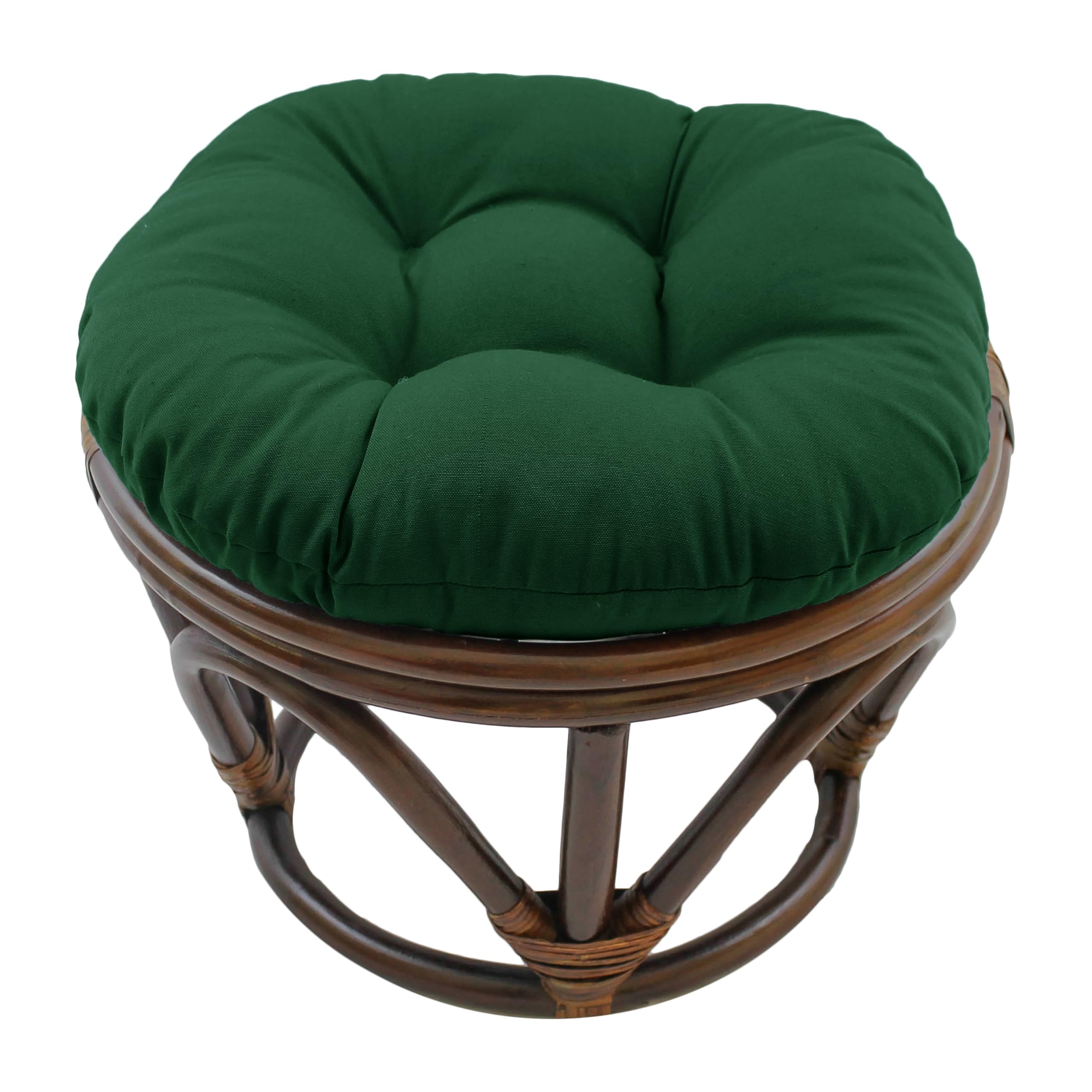 18-inch Round Solid Twill Tufted Footstool Cushion - Forest Green