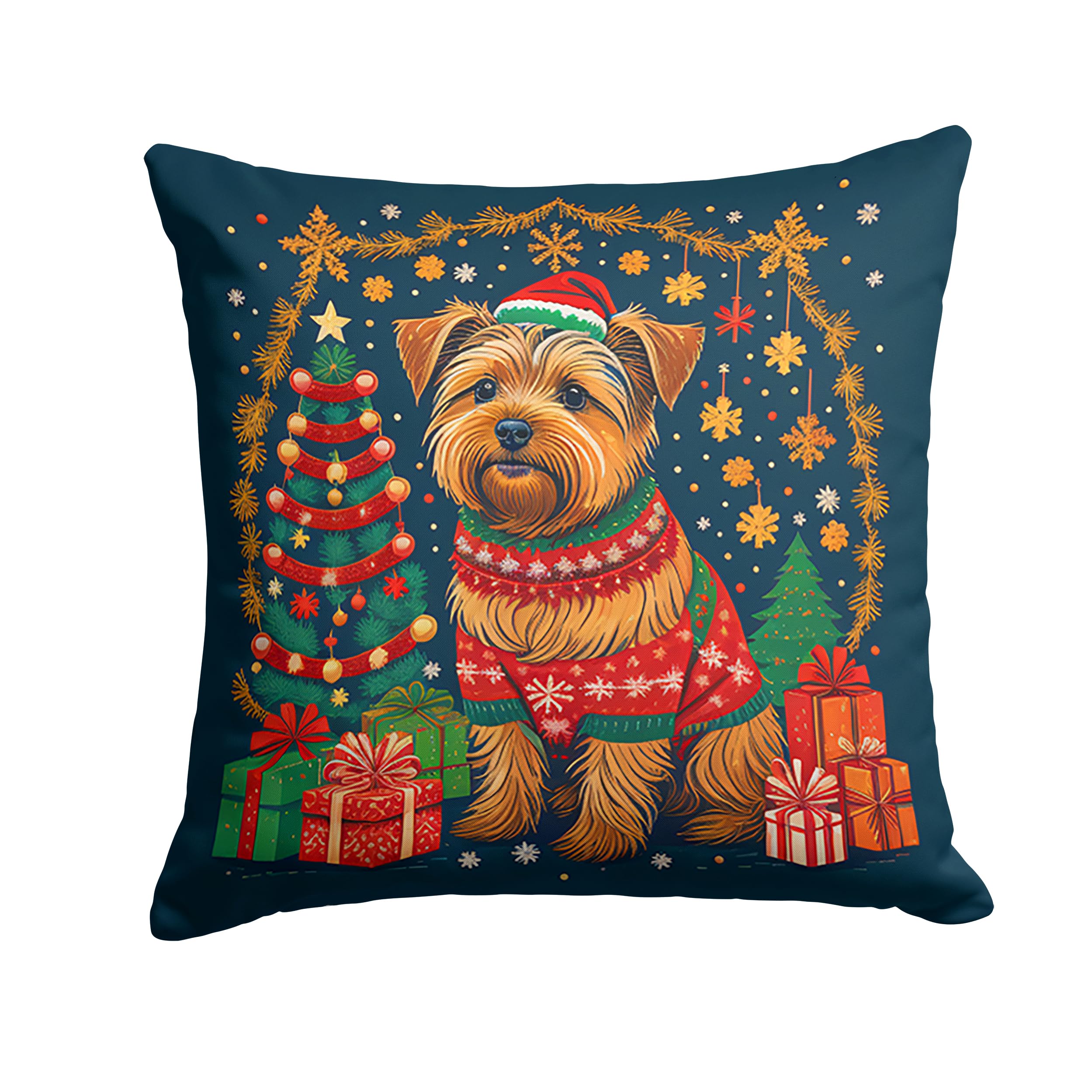 Norfolk Terrier Christmas Throw Pillow