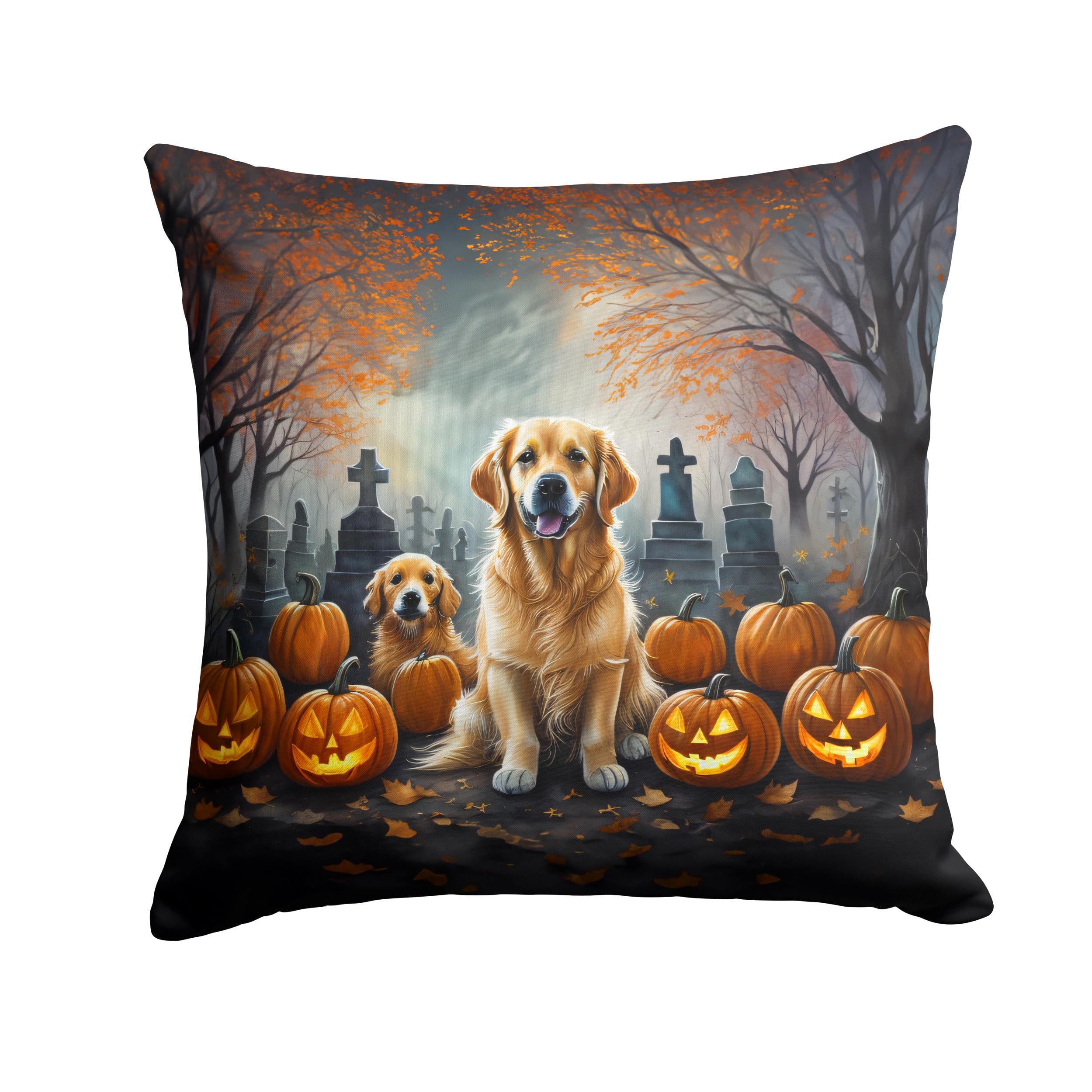 Golden Retriever Spooky Halloween Throw Pillow