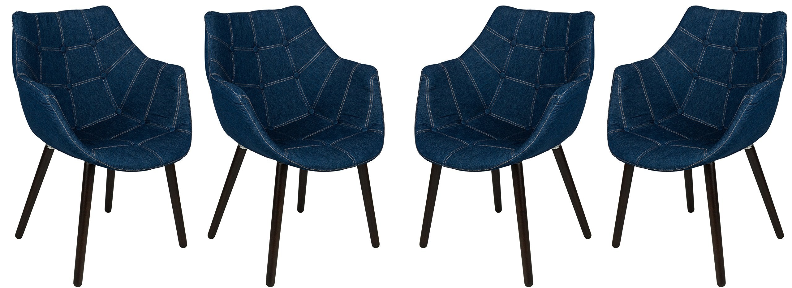 Leisuremod Milburn Tufted Denim Blue Accent Chair With Walnut Wood Legs (4)
