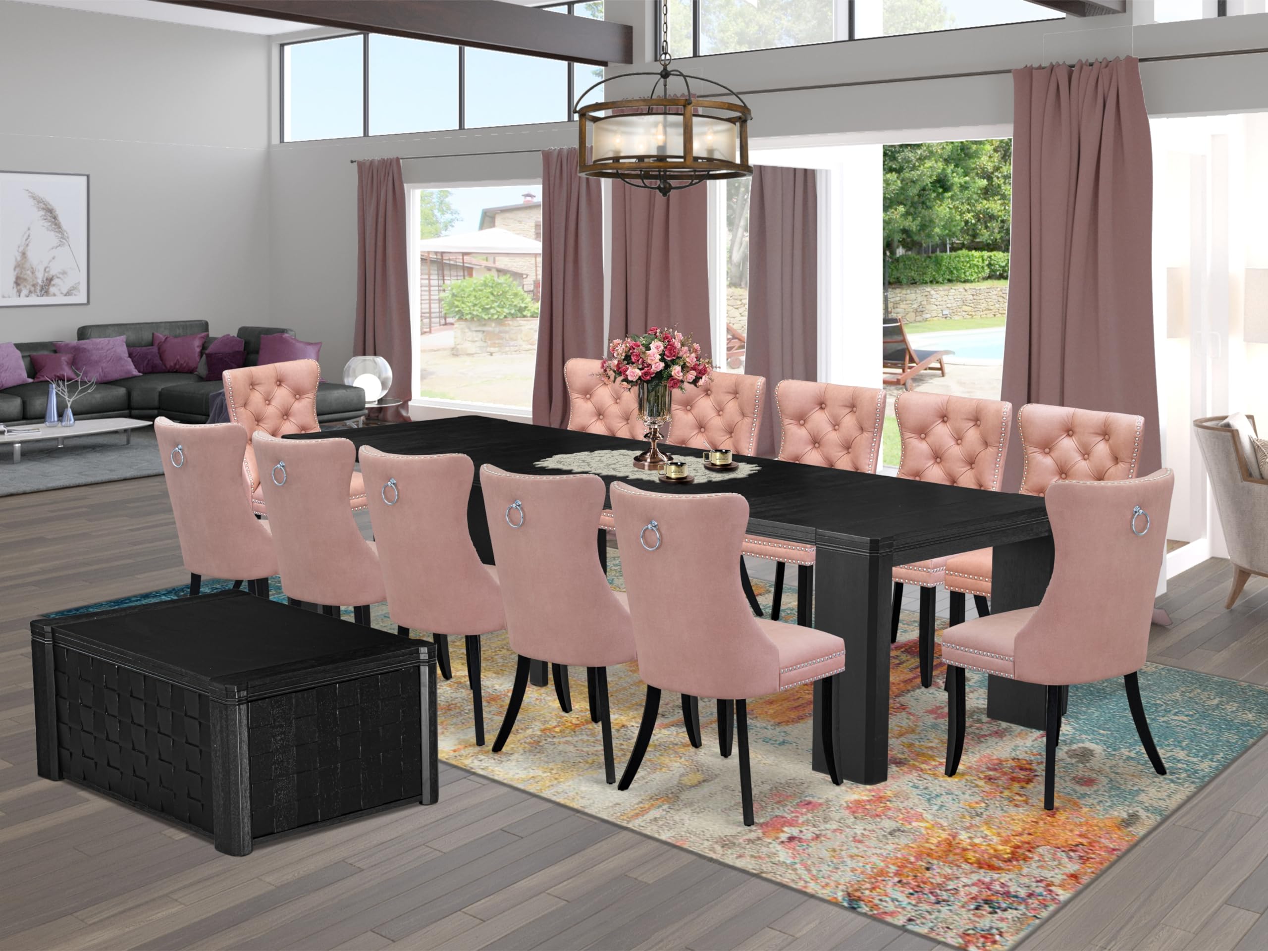 14-piece Dining Room Table Set a Rectangular Dining Table with a coffee Table