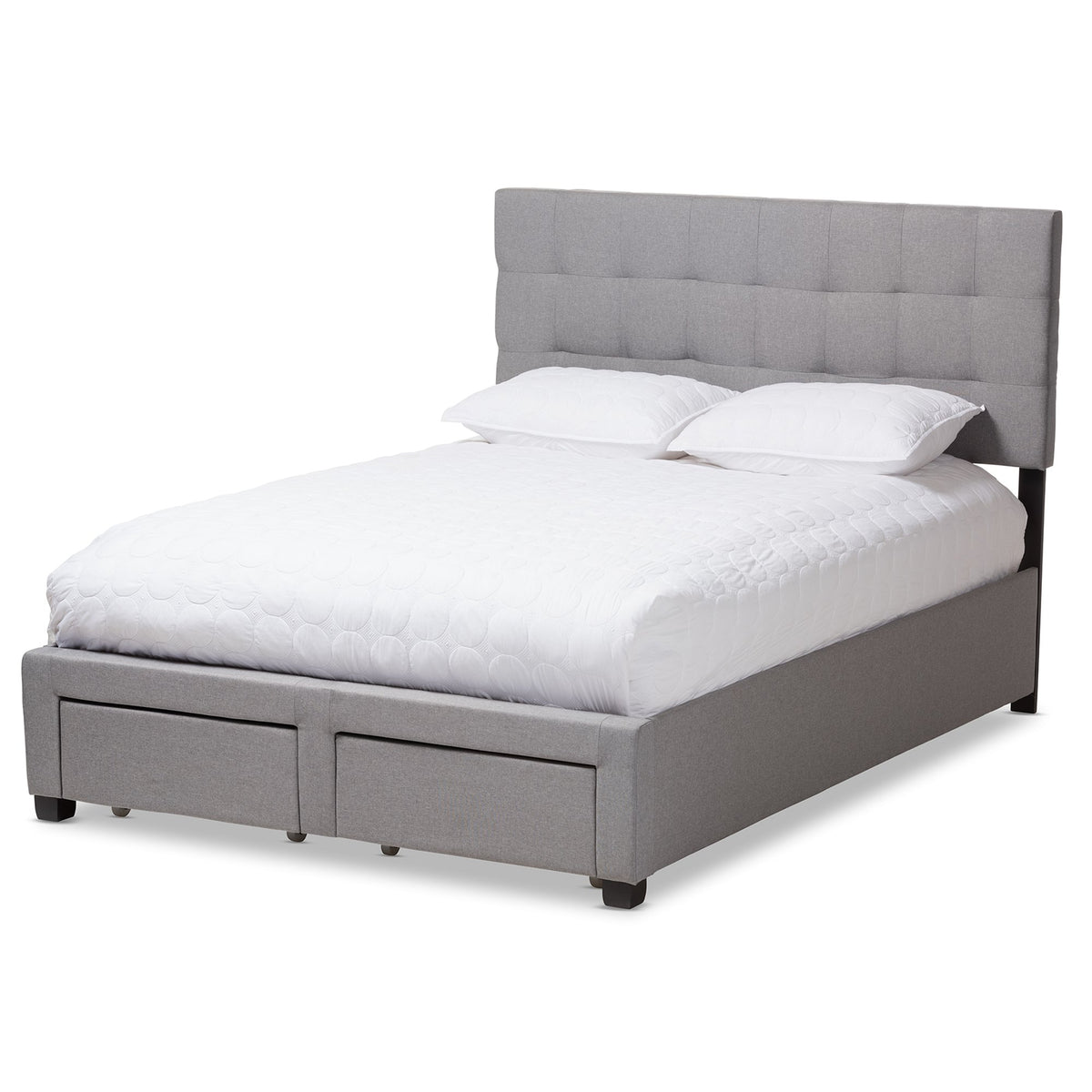 Baxton Studio Tibault Modern And Contemporary Grey Fabric Upholstered Queen Size Storage Bed Grey/Queen//Contemporary/Fabric Polyester 100%'/Rubber Wood/Mdf/Foam