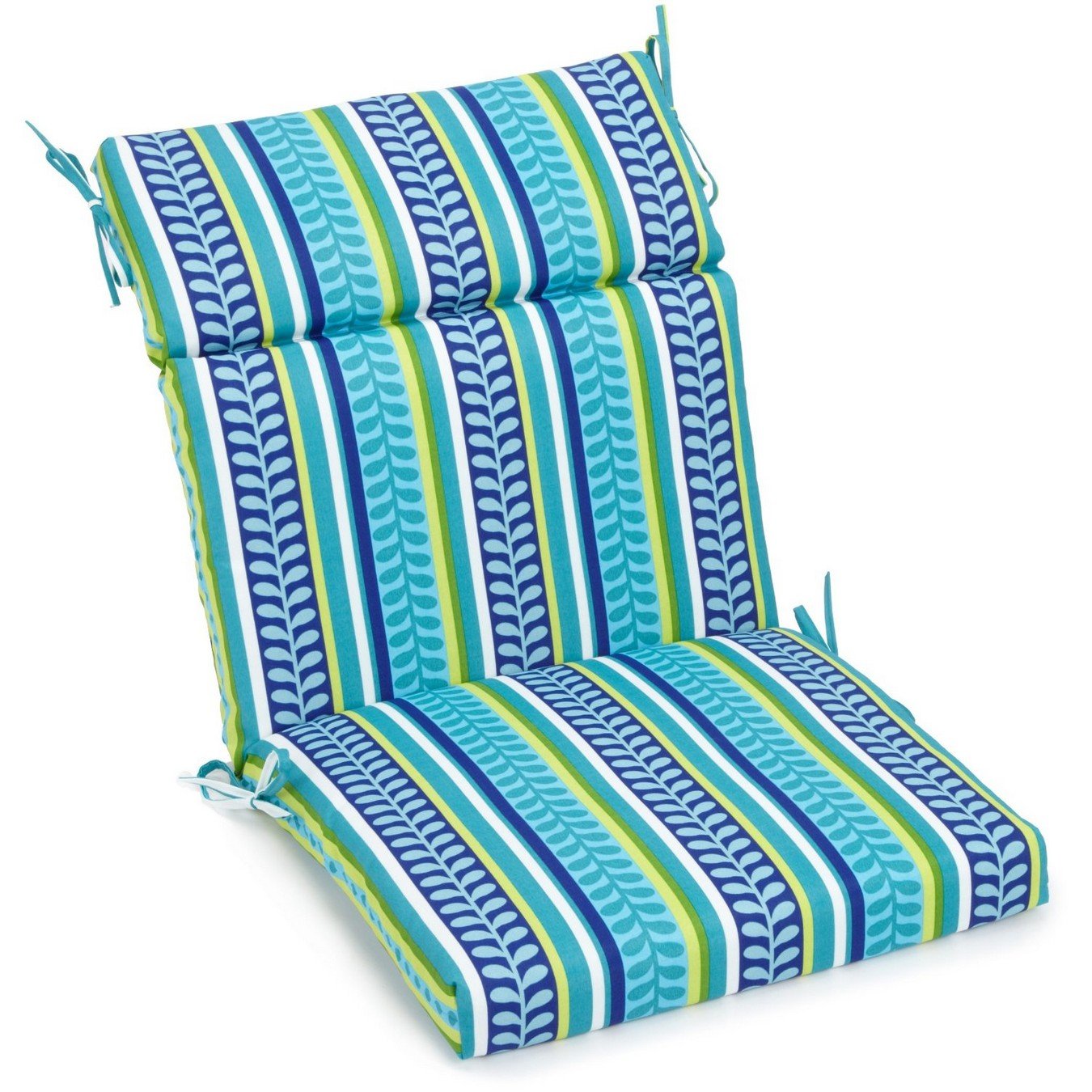 18-inch by 38-inch Spun Polyester Outdoor Squared Seat/Back Chair Cushion - Pike Azure