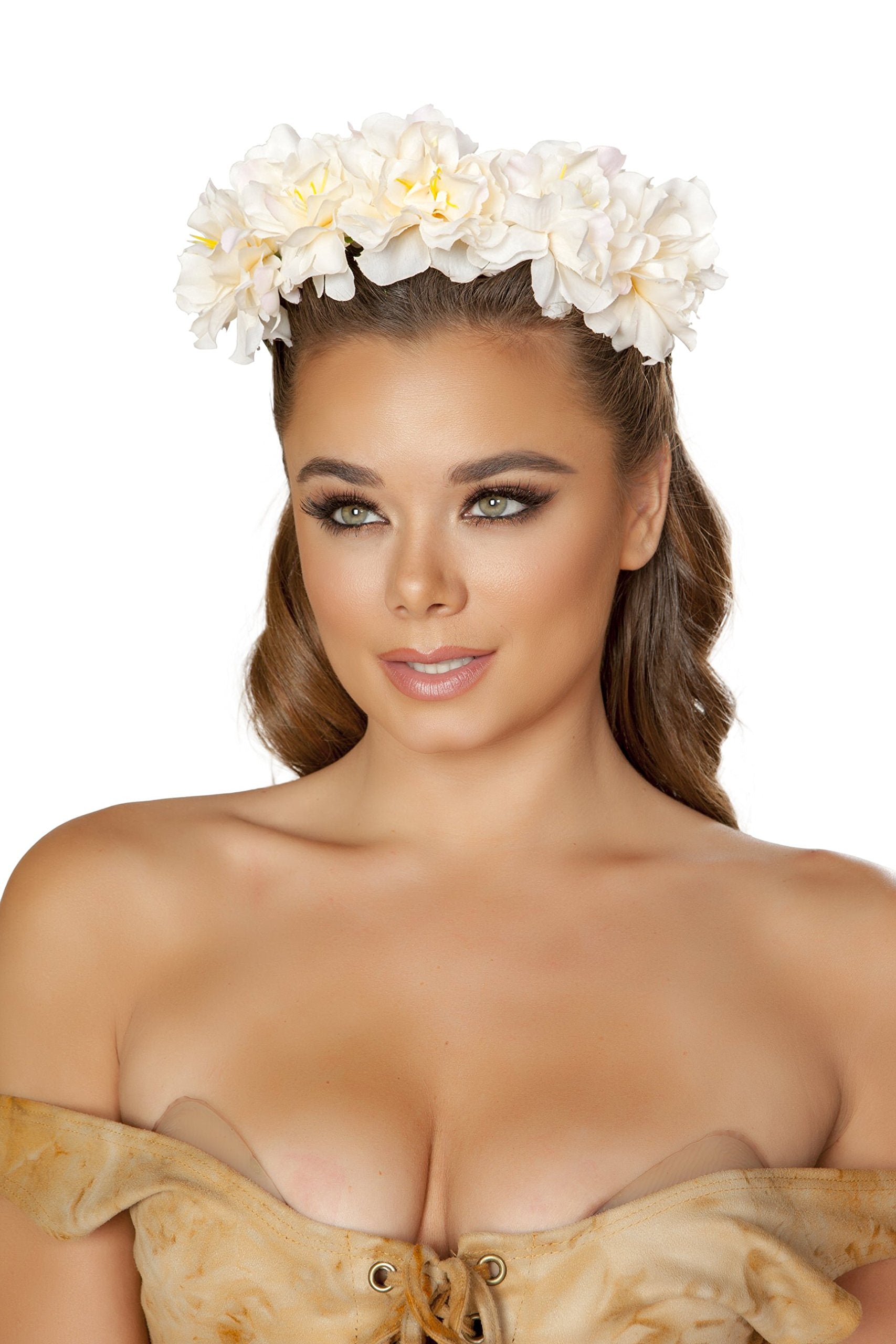 3630 - Large Floral Headband - White / One Size
