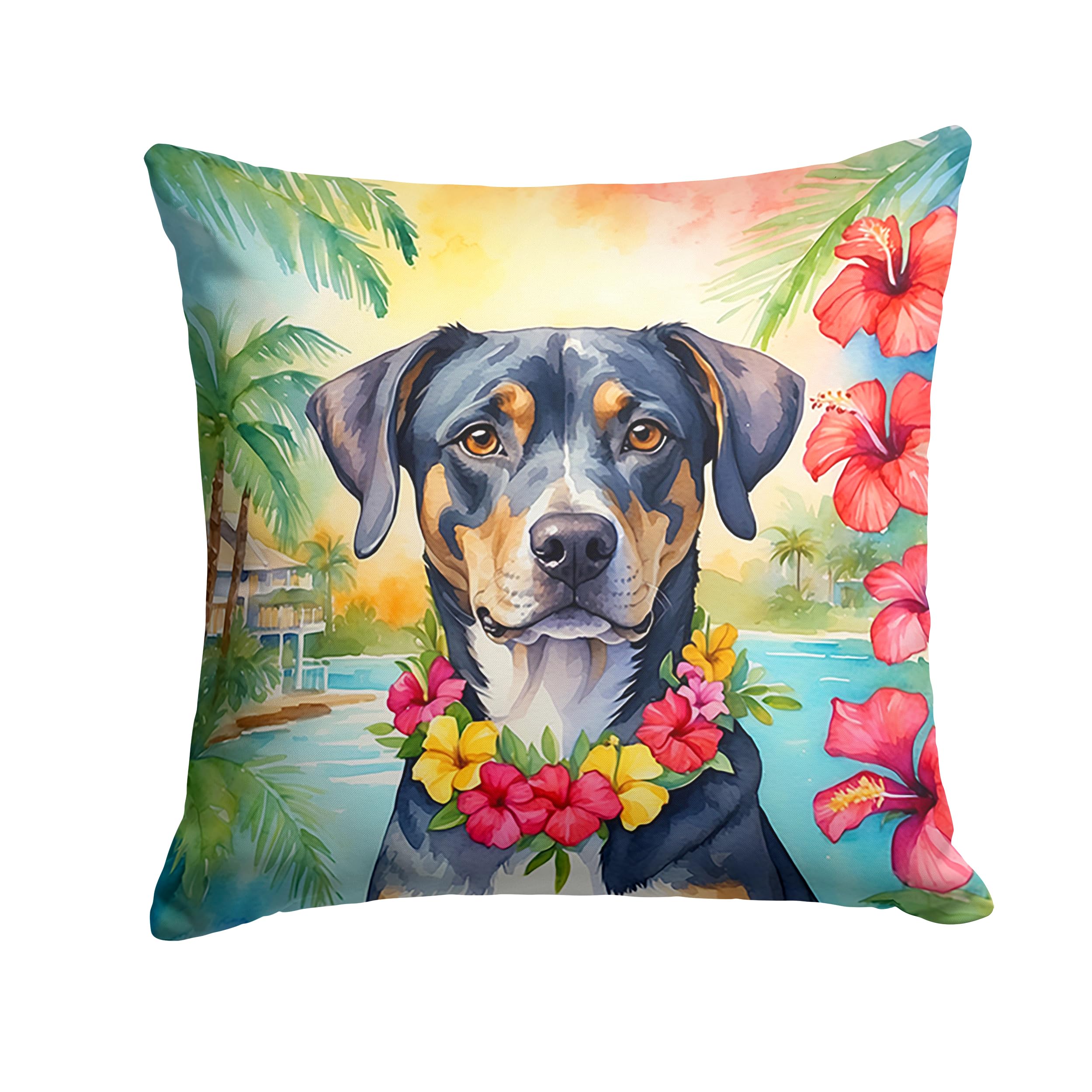 Carolines Treasures Luau Party Decorative Throw Pillow, 18Hx18W, Catahoula 6399