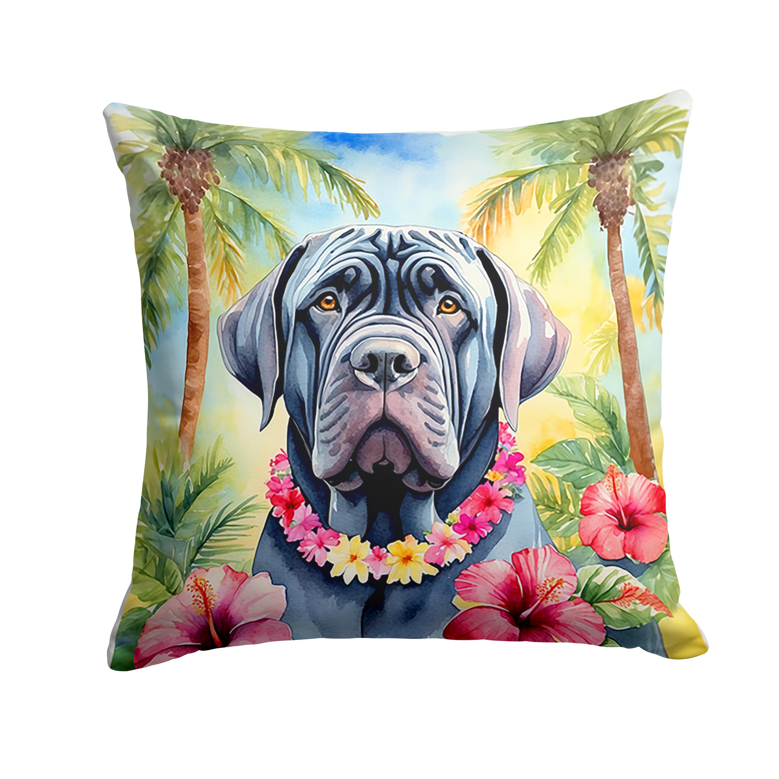 Carolines Treasures Luau Party Decorative Throw Pillow, 18Hx18W, Neapolitan Mastiff 6477