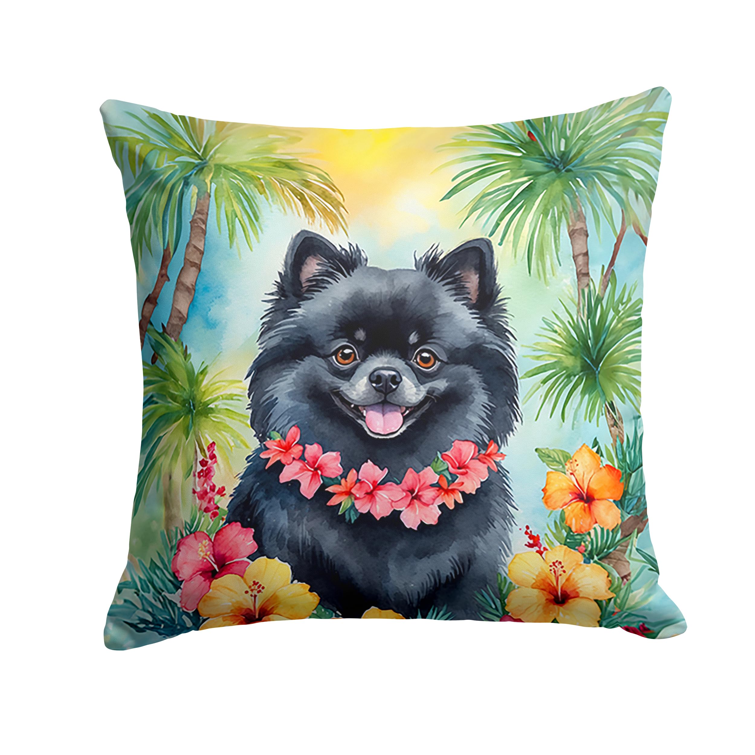 Pomeranian Luau Throw Pillow
