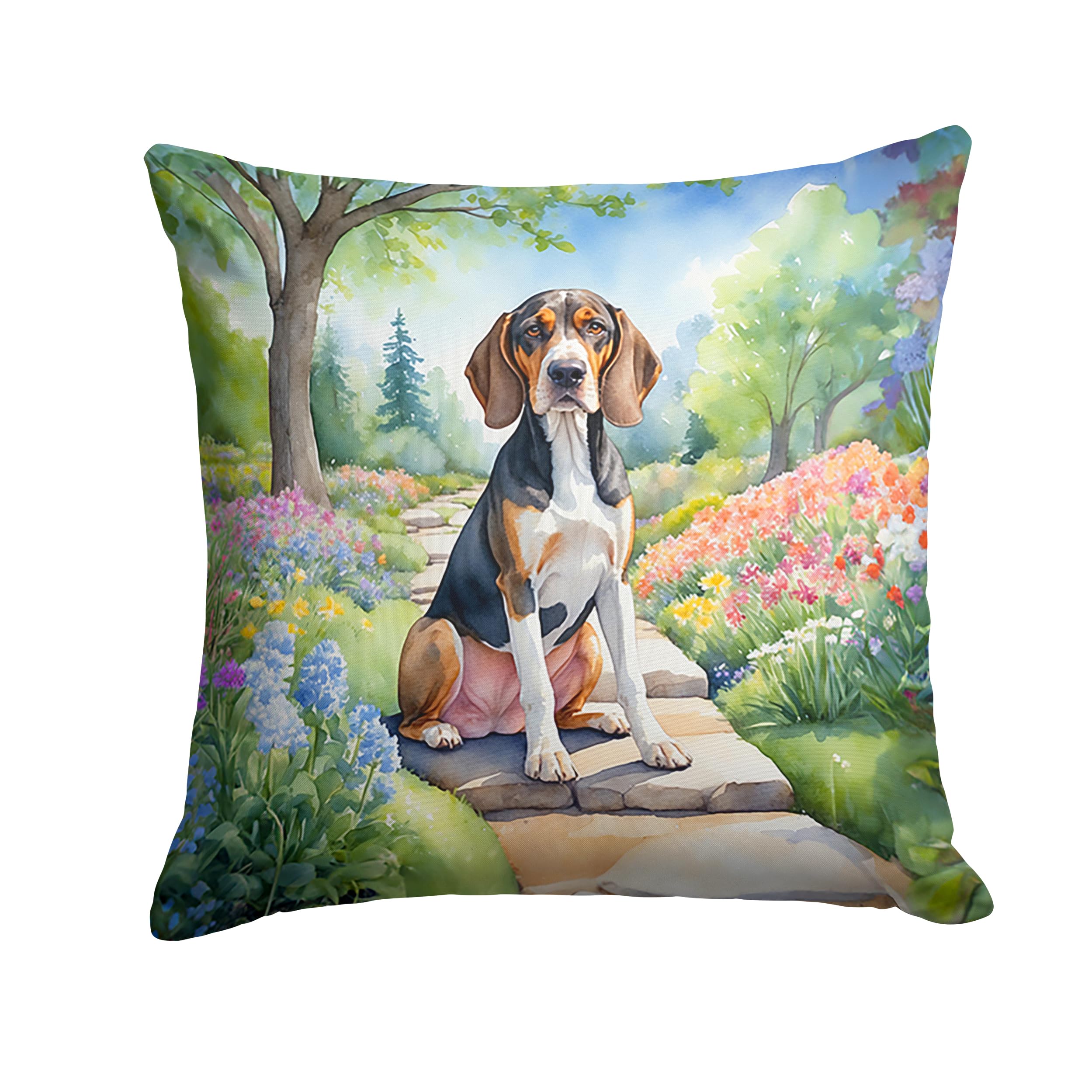 American English Coonhound Spring Garden Throw Pillow