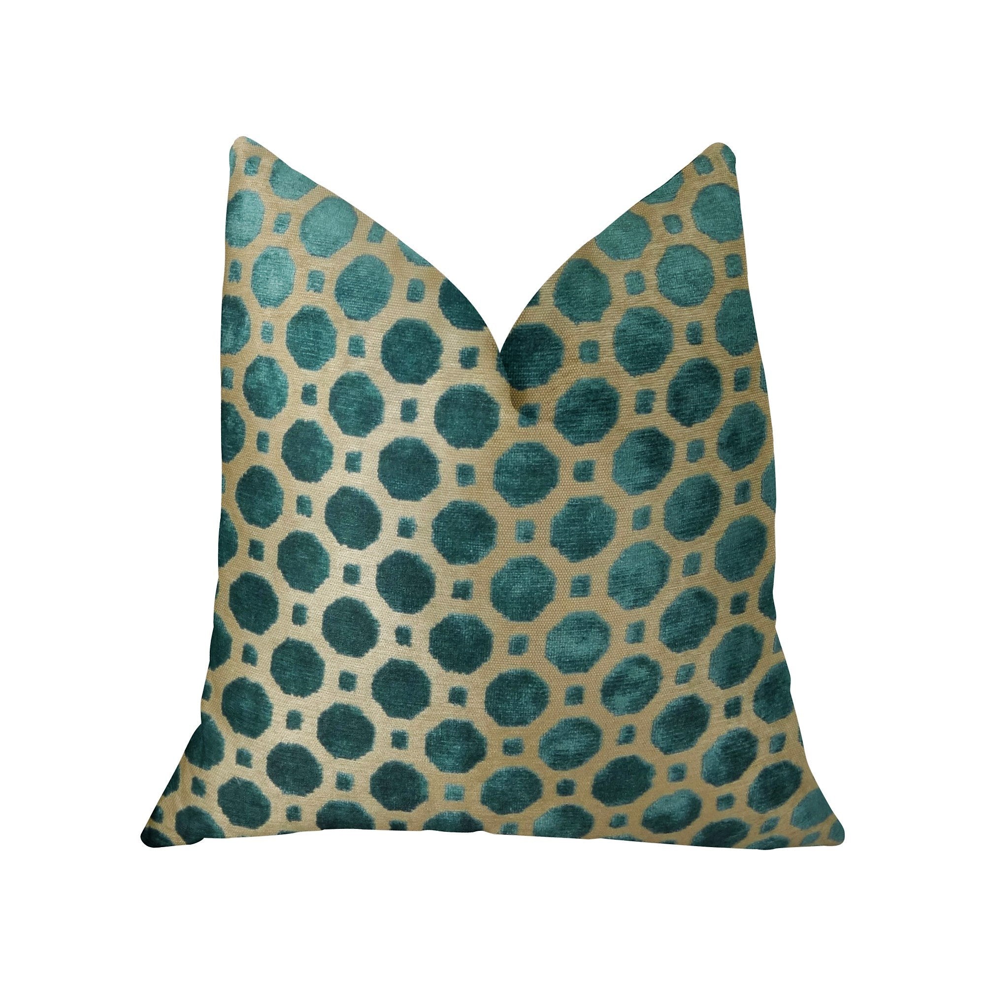 Plutus Brands Plutus Velvet Handmade Throw Pillow, 22 X 22, Turquoise/Taupe