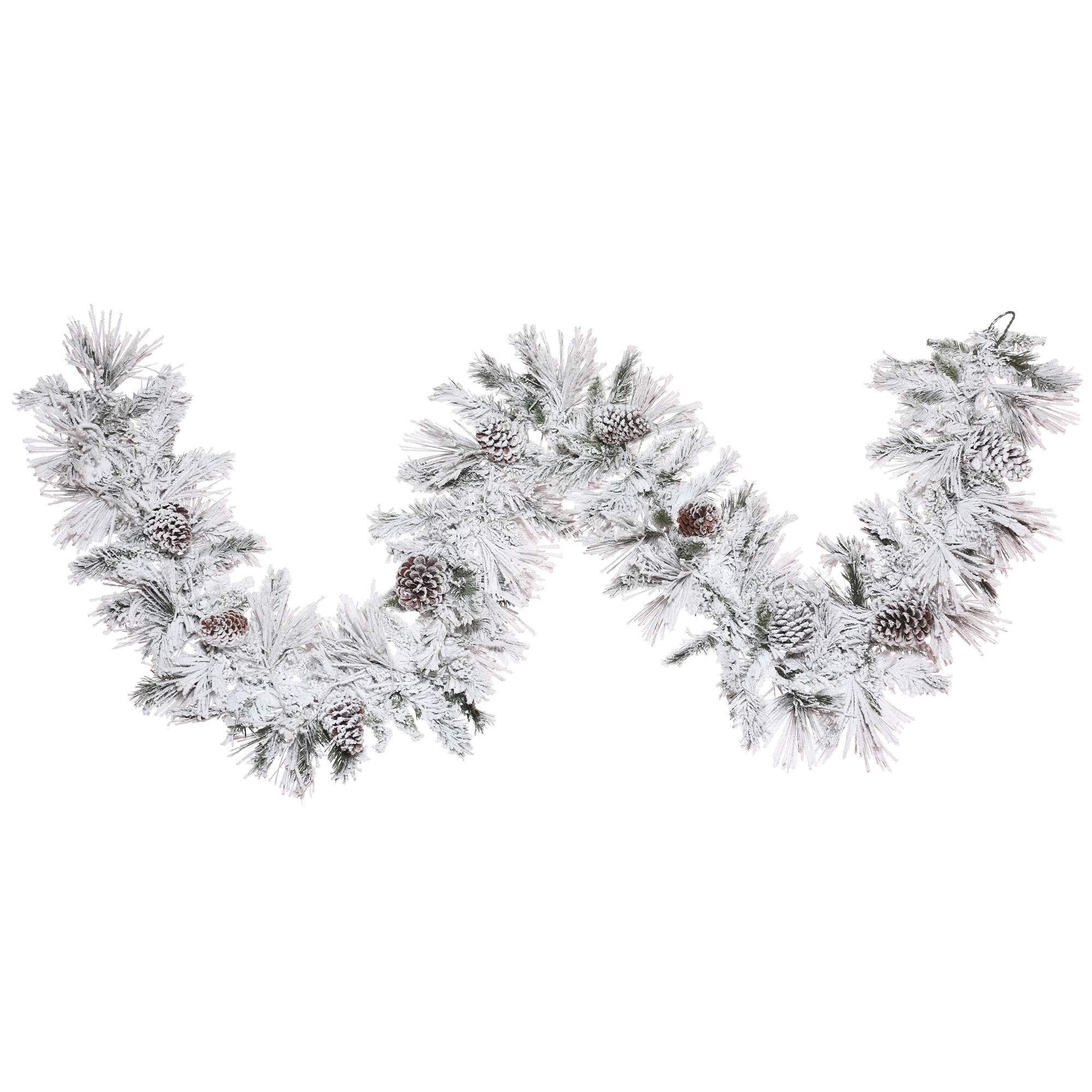 Casafoyer 9' x 14” Flocked Atka Pine Garland 165T - (Pack Of 2)