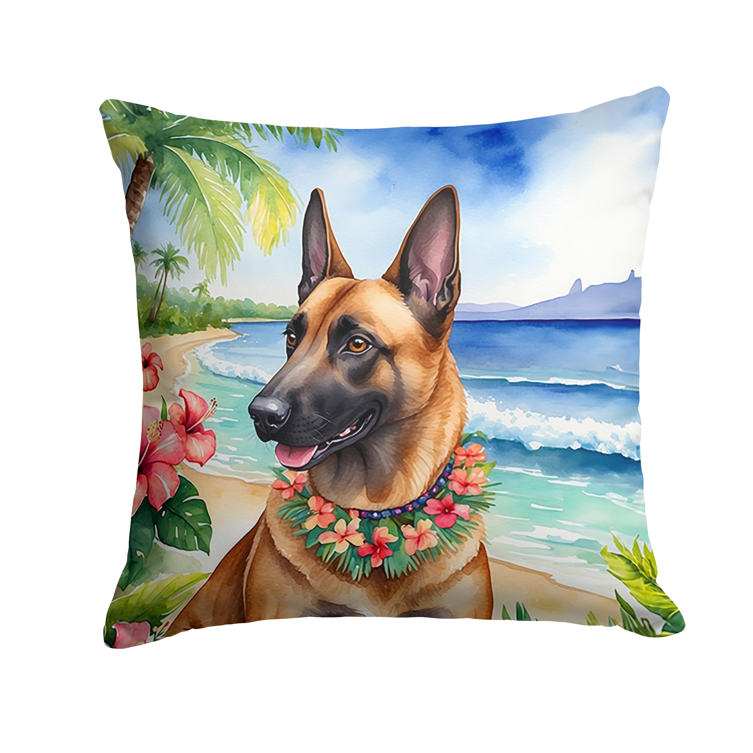 Carolines Treasures Luau Party Decorative Throw Pillow, 18Hx18W, Belgian Malinois 6366