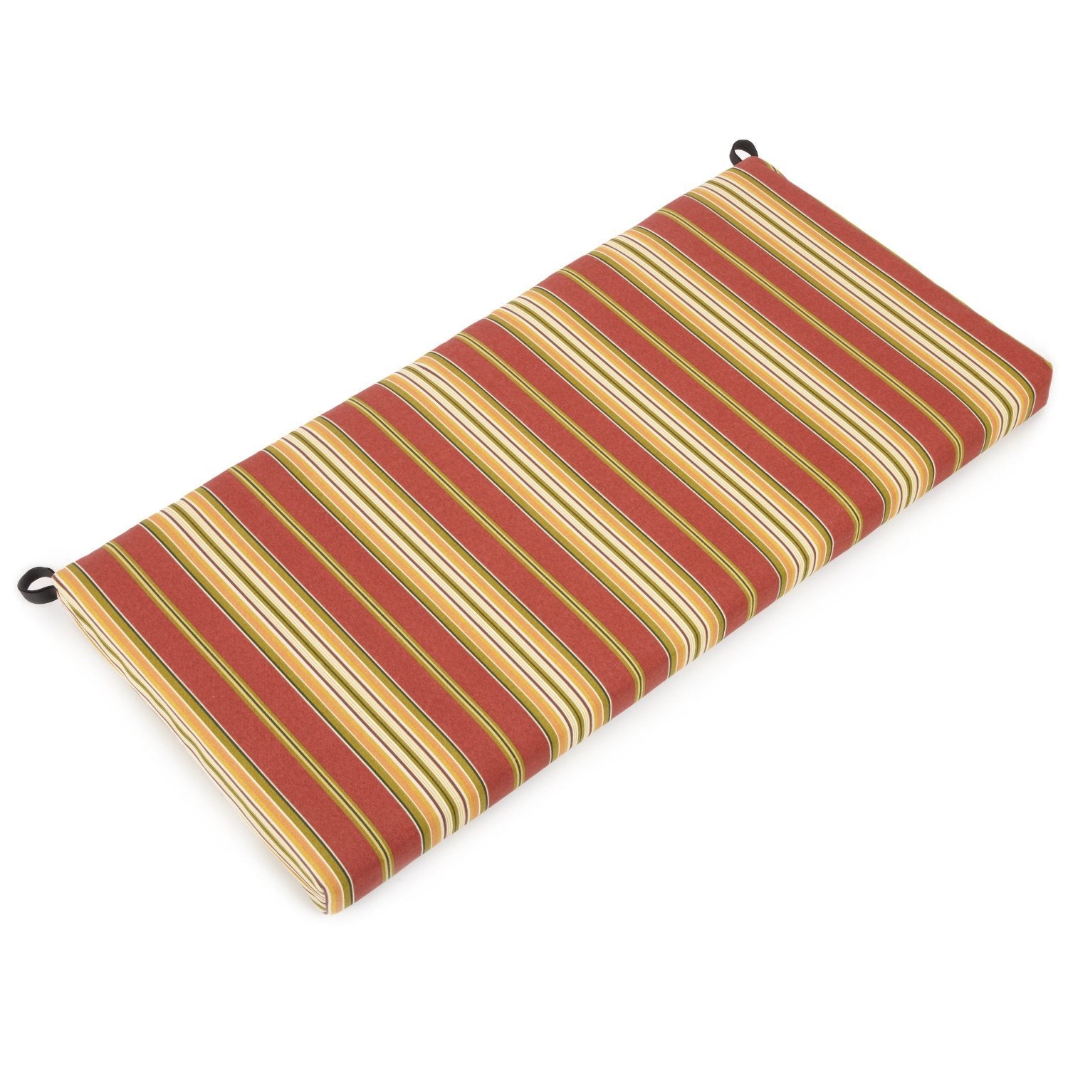 40-inch by 19-inch Outdoor Spun Polyester Loveseat Cushion - Kingsley Stripe Ruby