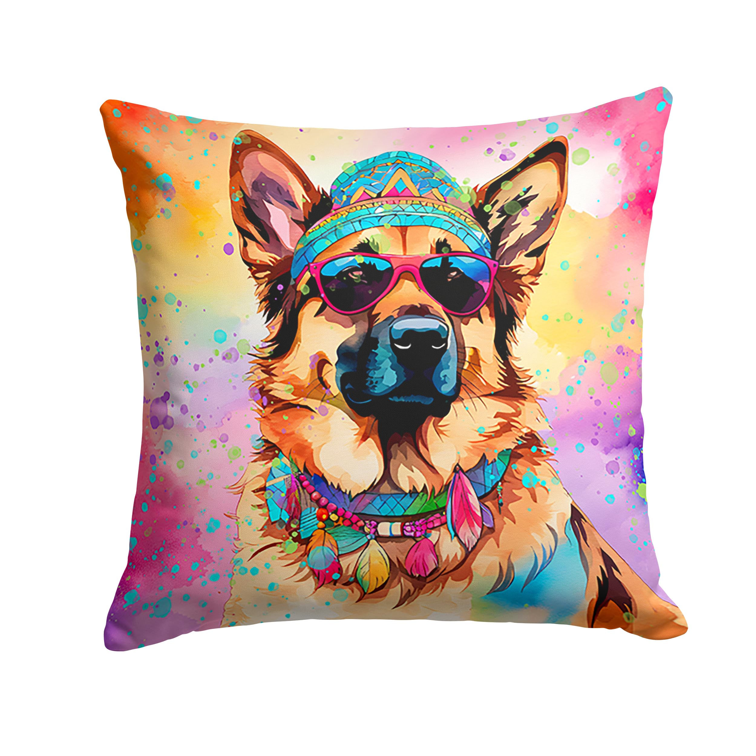 German Shepherd Hippie Dawg Throw Pillow