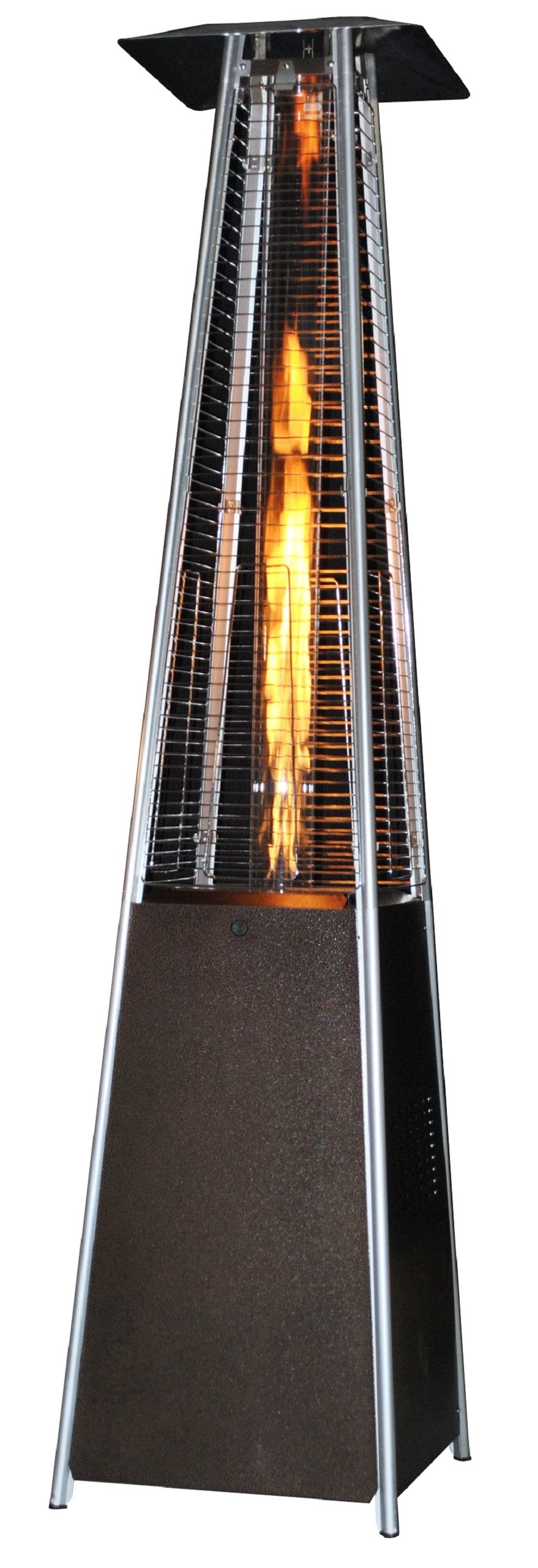 SUNHEAT Contemporary Square Design Portable Propane Patio Heater with Decorative Variable Flame-Golden Hammered