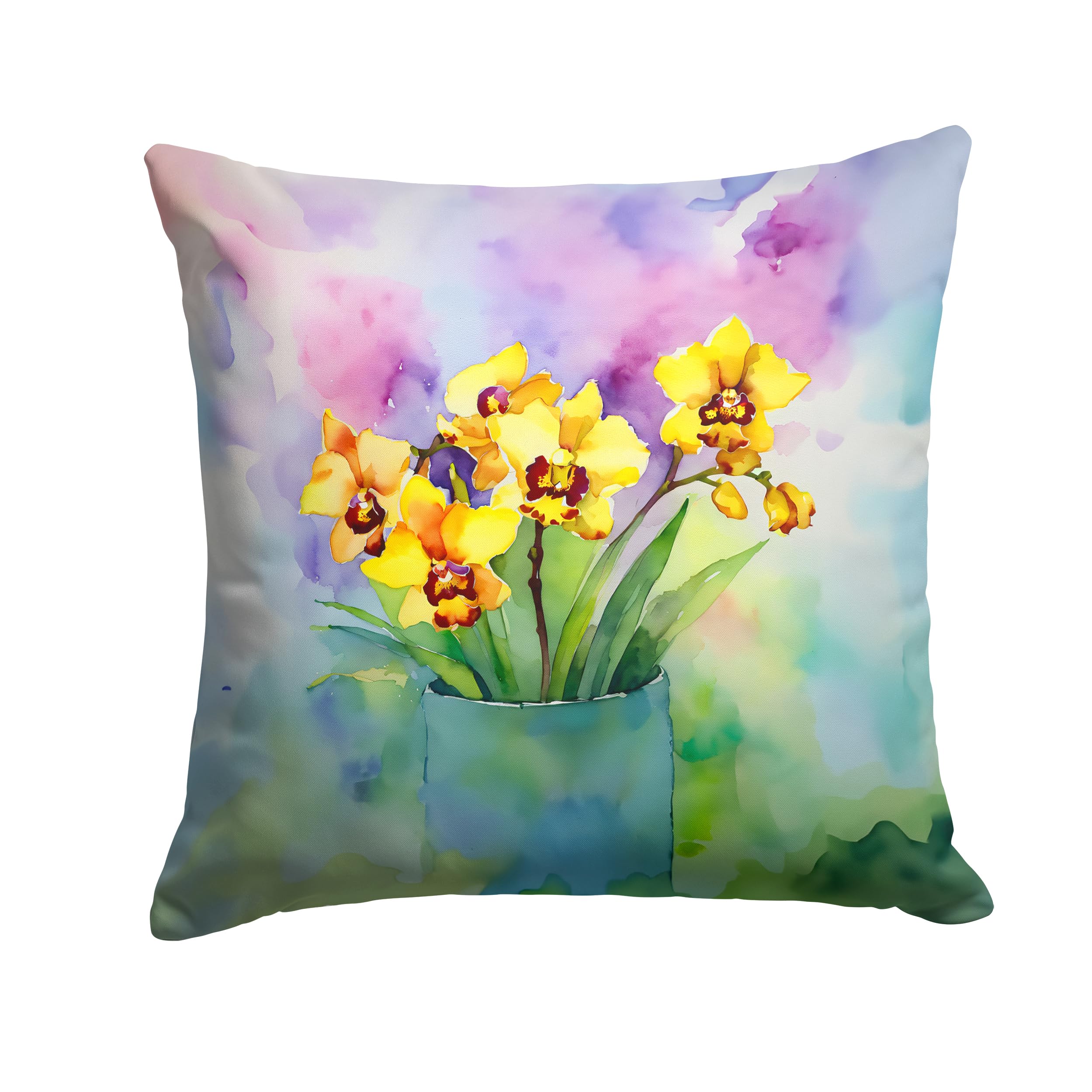 Orchids in Watercolor Throw Pillow