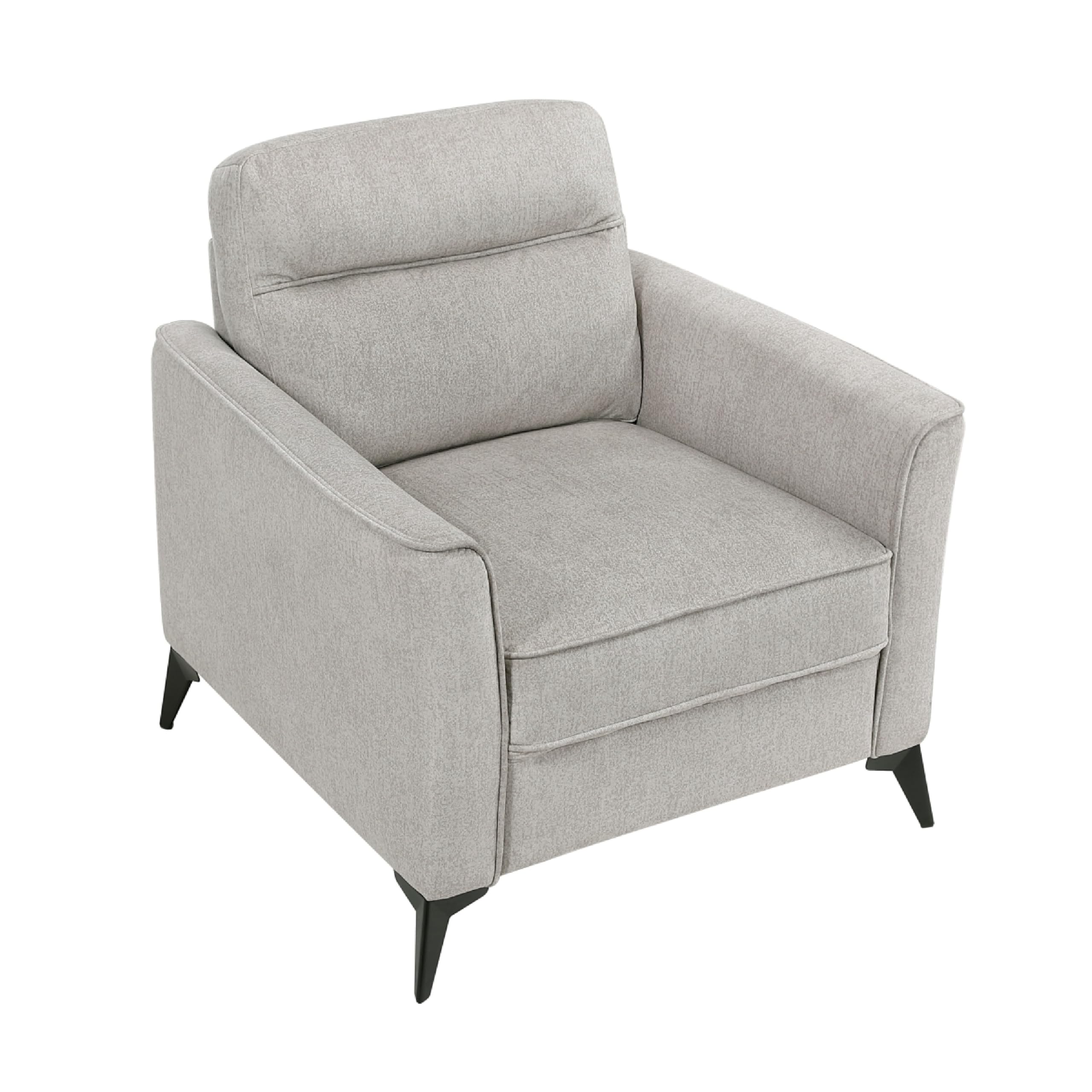 Teli Sofa Armchair, Light Tan Brown Microfiber, Black Metal Legs