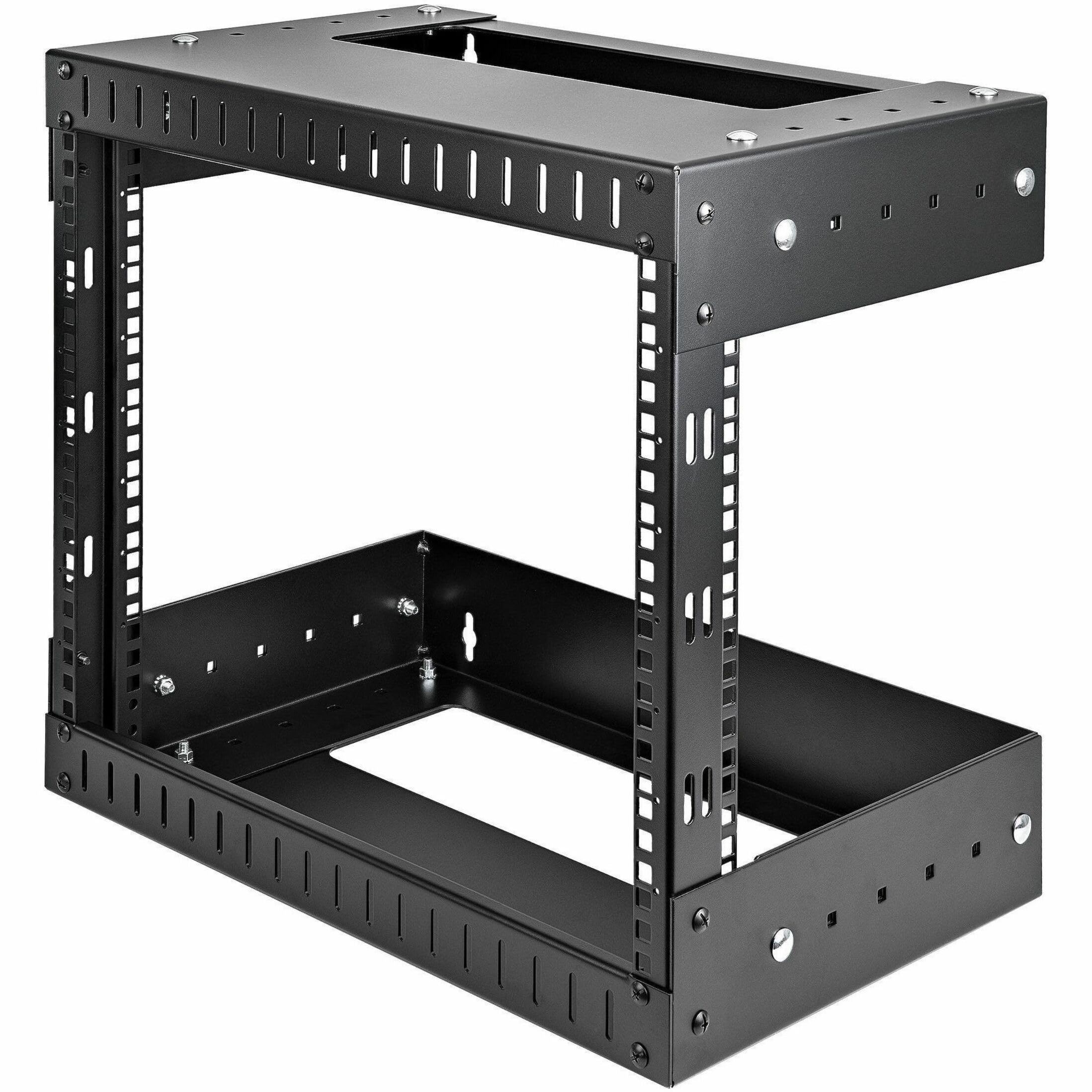 OPEN FRAME WALL MOUNT EQUIPMENT RACK 8U ADJUSTABLE DEPTH