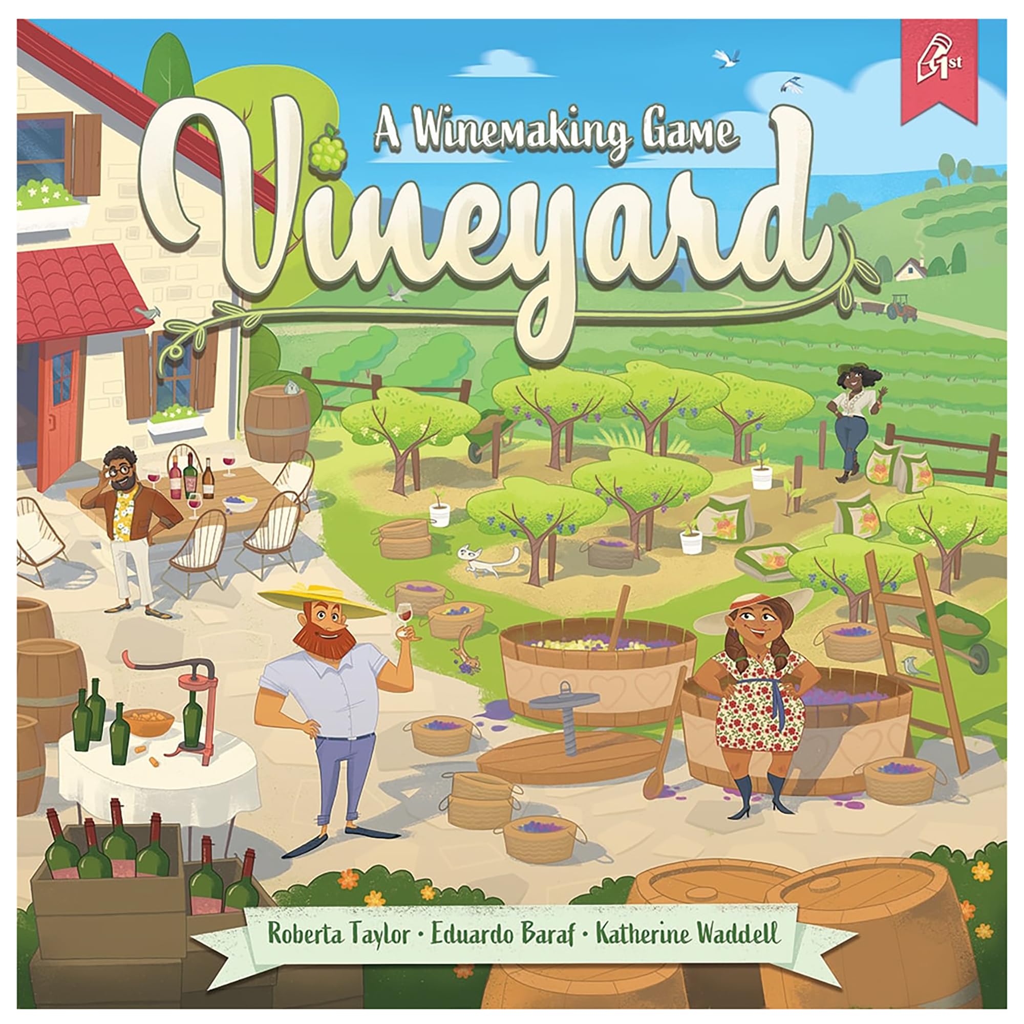 Pencil First Games: Vineyard - A Wine-Making Board Game, Worker Placement, Push Your Luck, Upgrade-As-You-Play, Card Management, Ages 13+, 1-4 Players