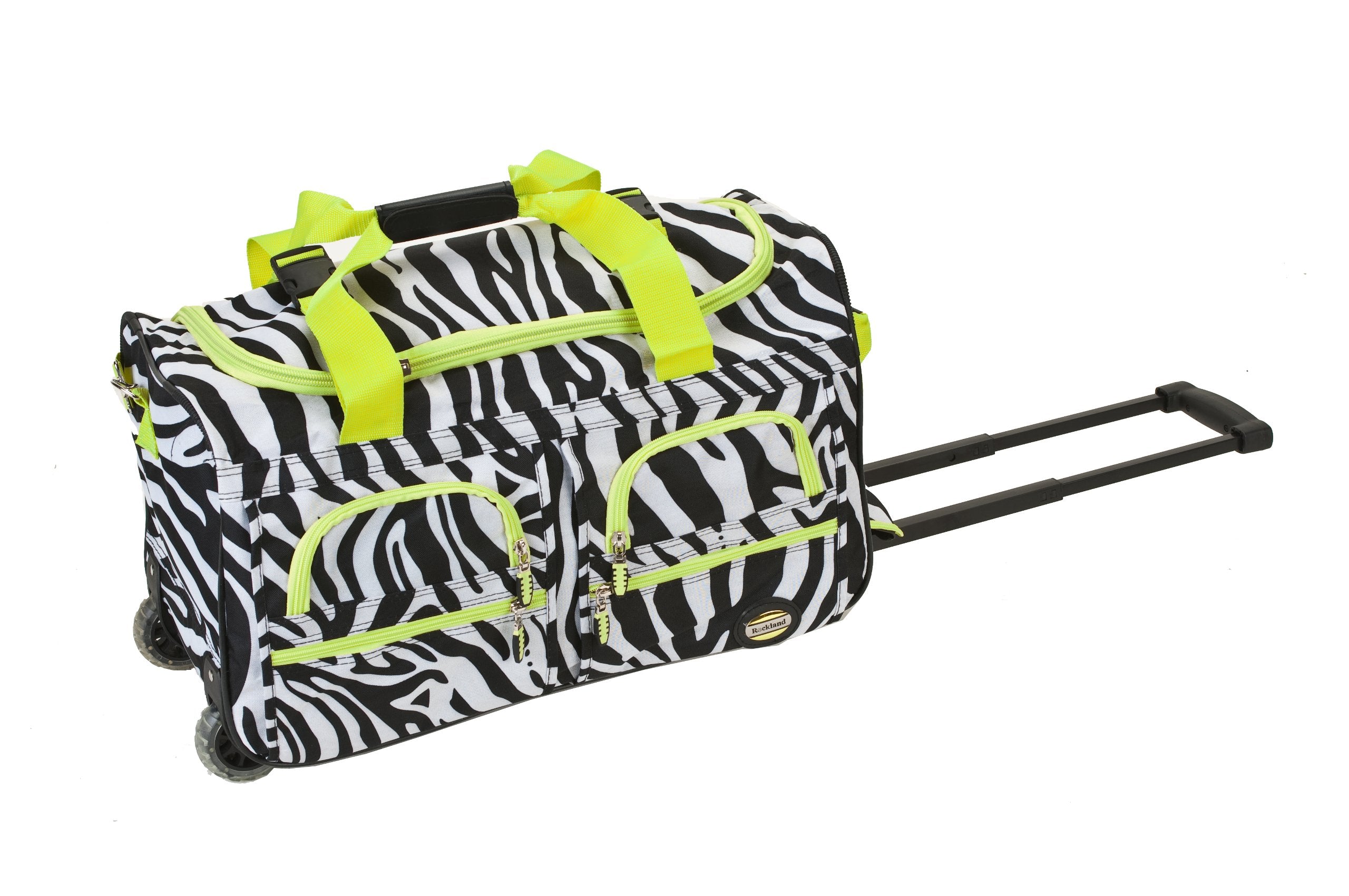 22 Inch  ROLLING DUFFLE BAG - LIME ZEBRA