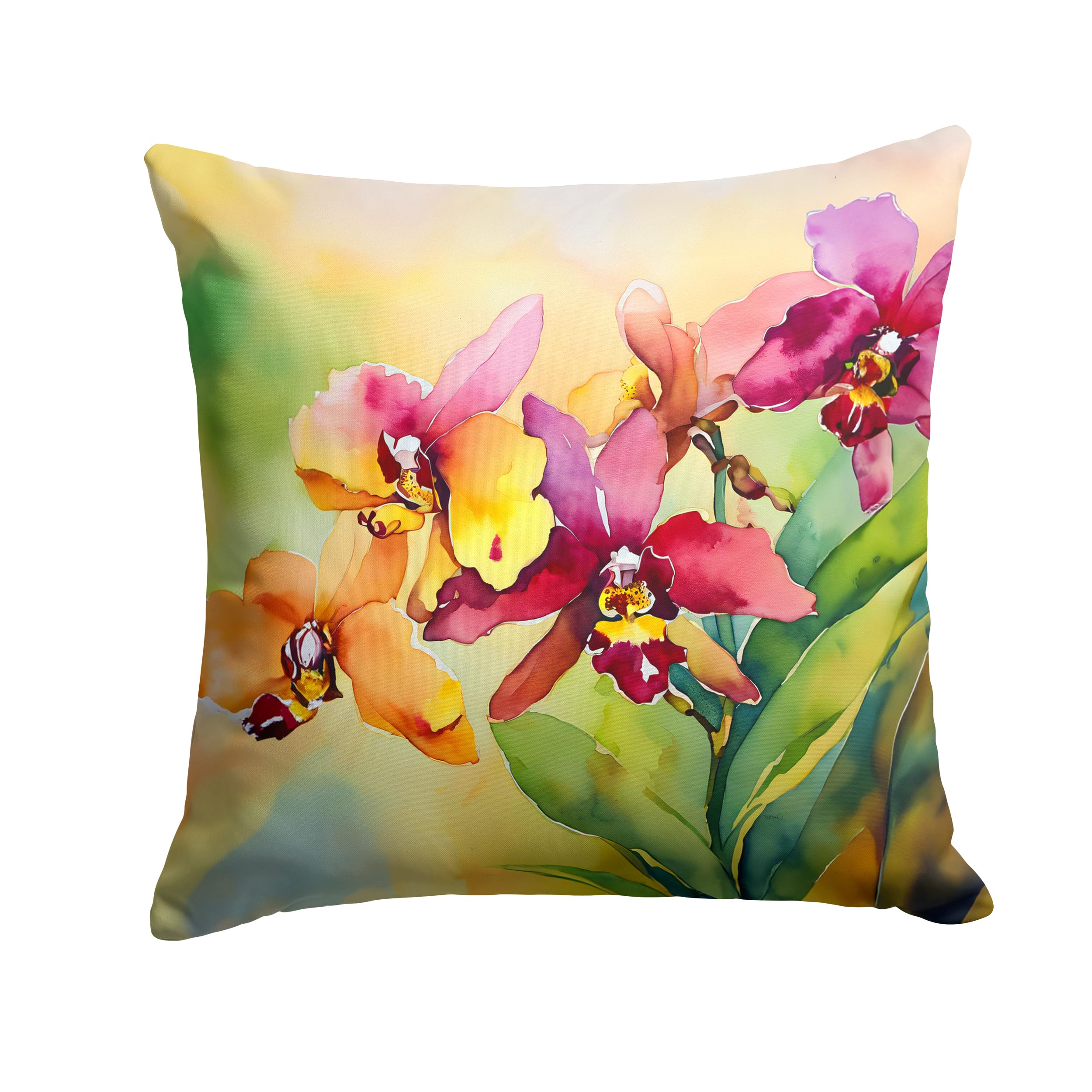 Orchids in Watercolor Throw Pillow