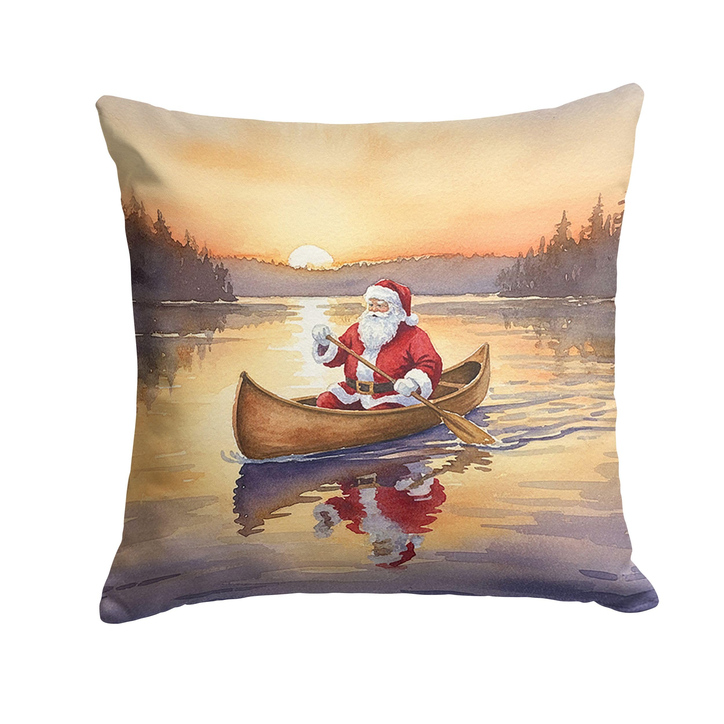 Carolines Treasures Santa Claus Canoeing at Sunset Christmas Throw Pillow Decorative Indoor Outdoor Accent Cushion for Couch, Bed or Patio, 18Hx18W