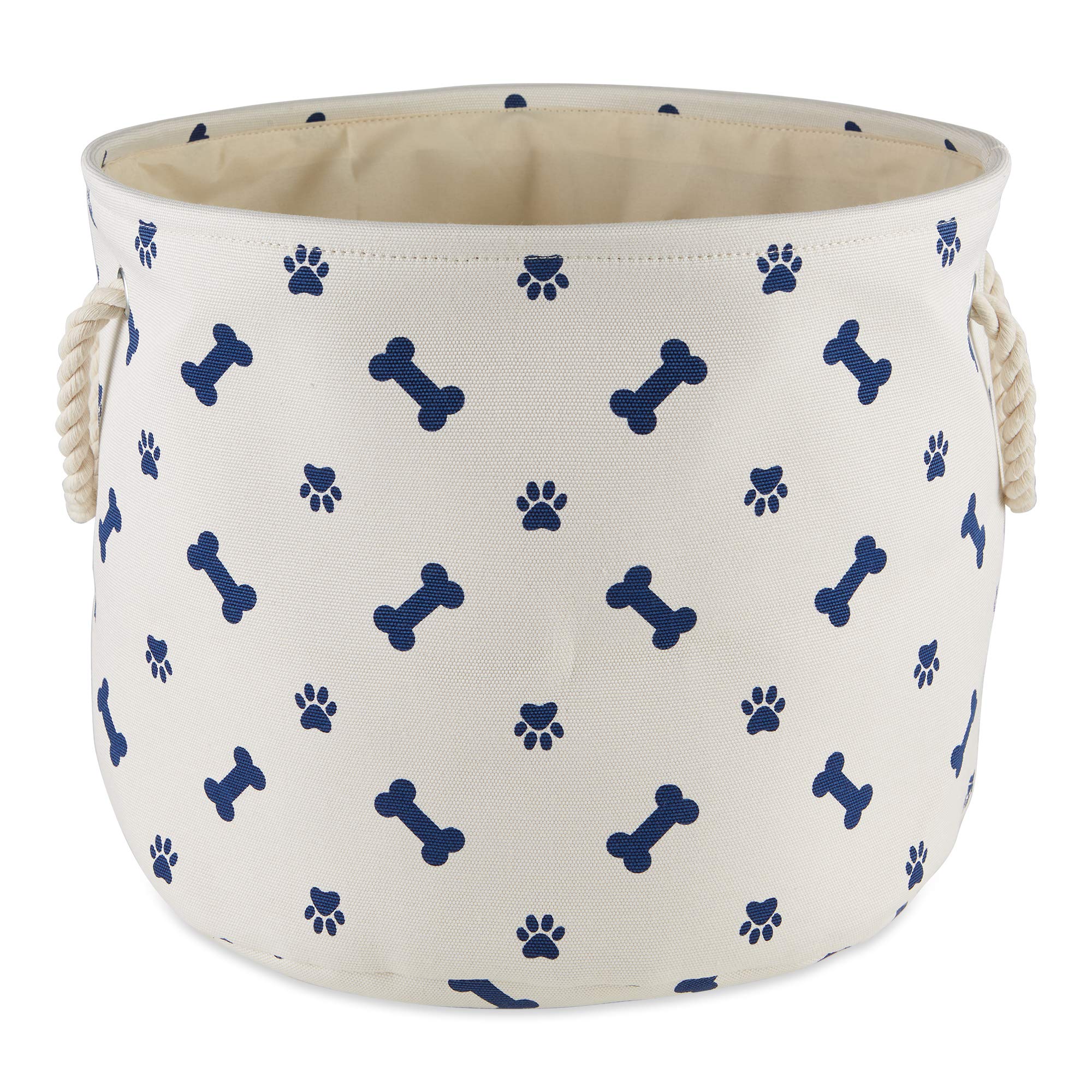 Bone Dry 5511 Pet Storage Collection Paw And Bone Print, Medium Round, Nautical Blue