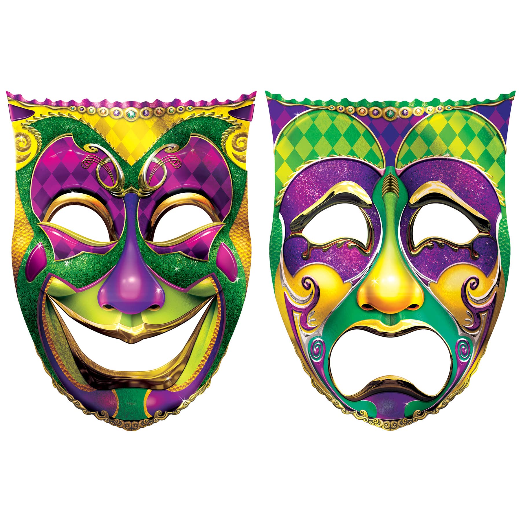 Casafoyer Mardi Gras Comedy & Tragedy Face Cutouts - 2 Piece Set ( Pack of 2 )