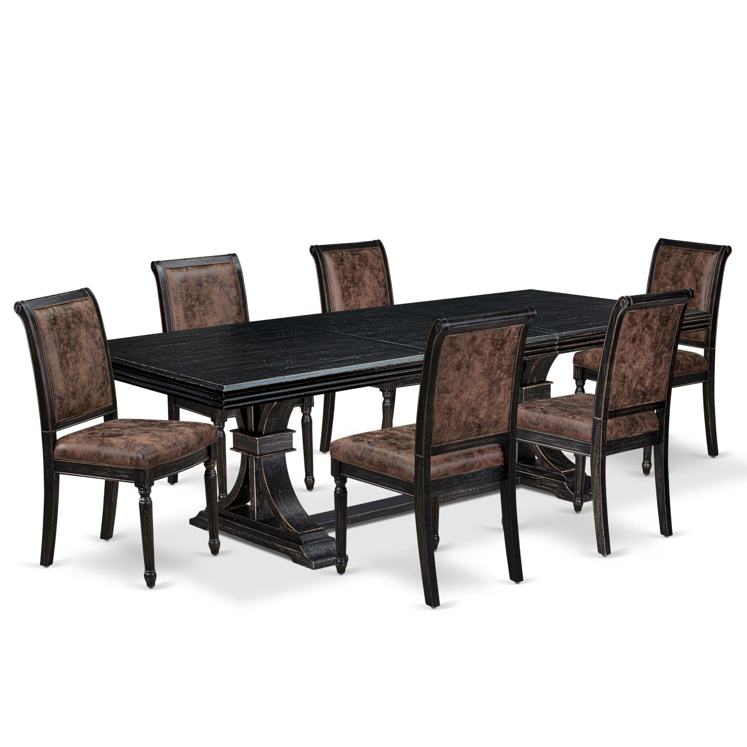 7 piece Modern Dining Table Set includes a Dining Table and 6 Kitchen Chairs