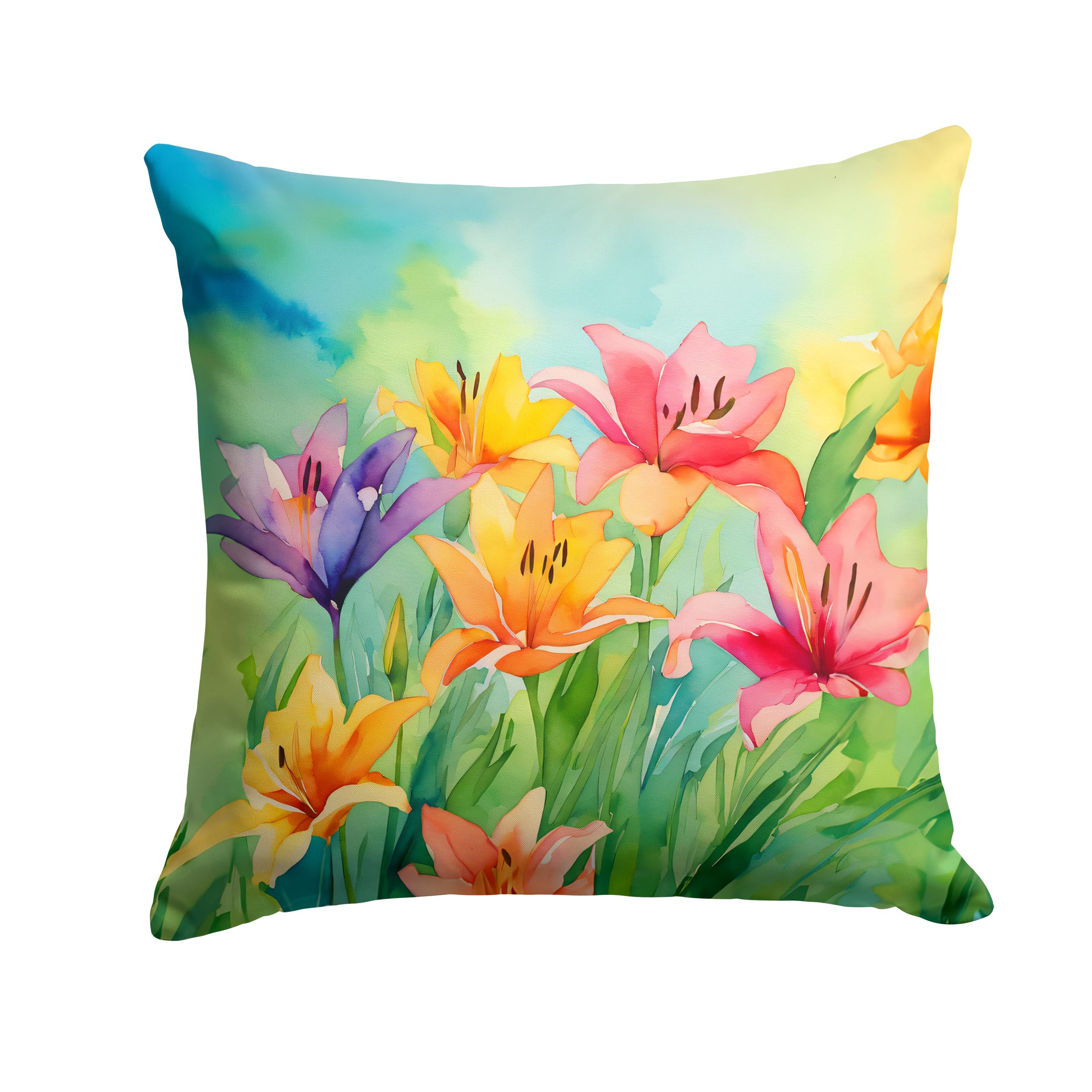 Lilies in Watercolor Throw Pillow