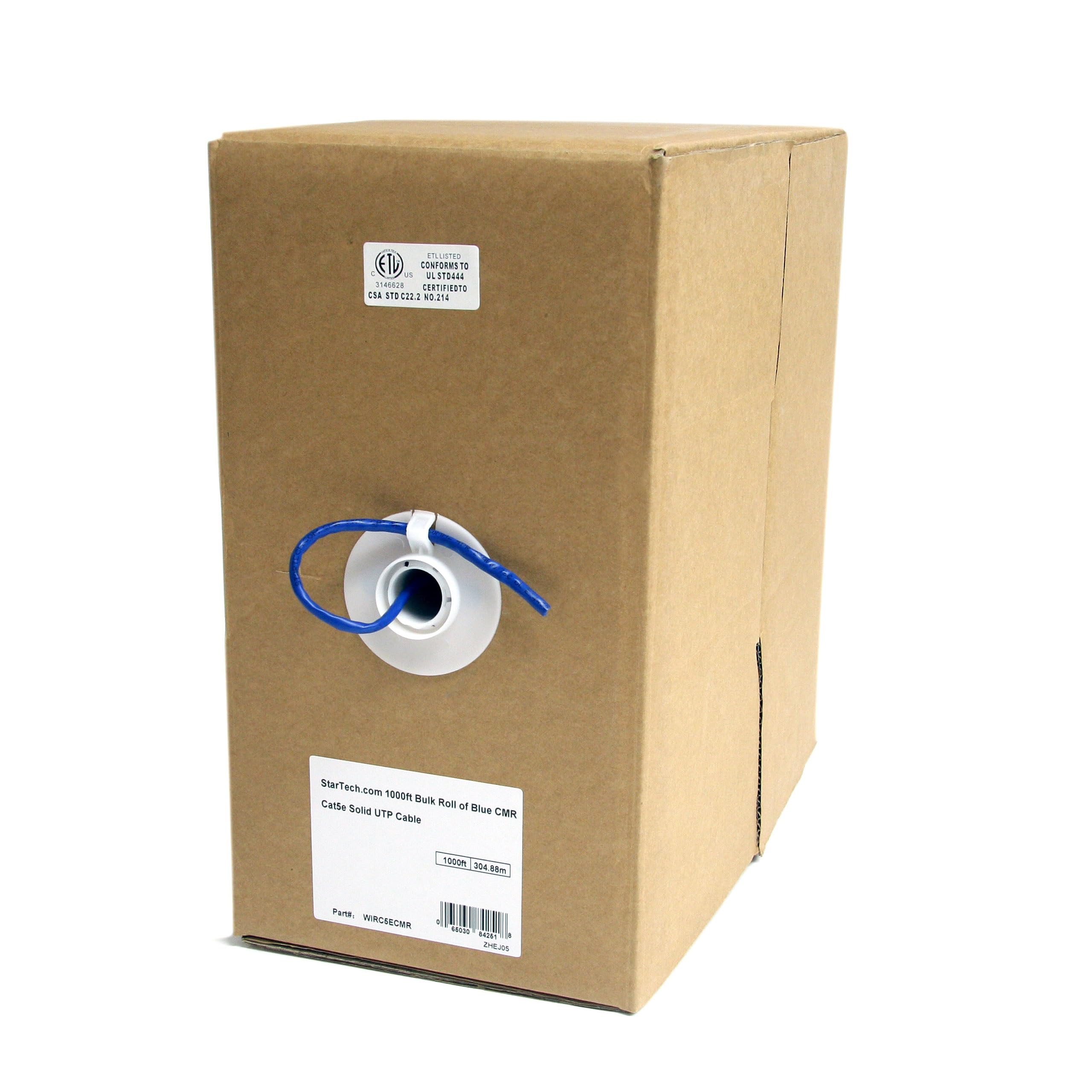 1000FT BULK BLUE CMR CAT5E SOLID UTP PATCH CABLE BY THE ROLL