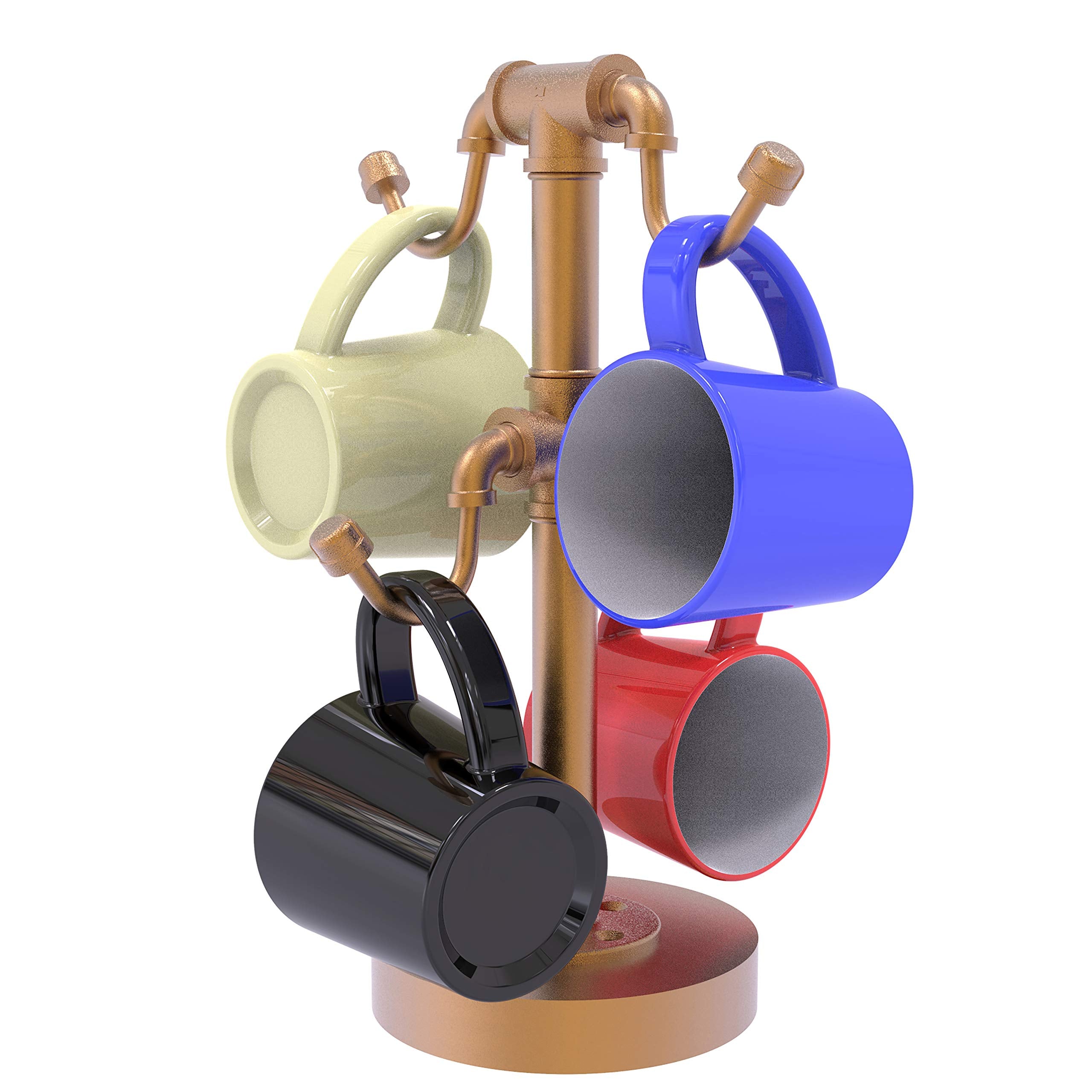 Pipeline Collection Countertop 4 Coffee Mug Holder - Brushed Bronze