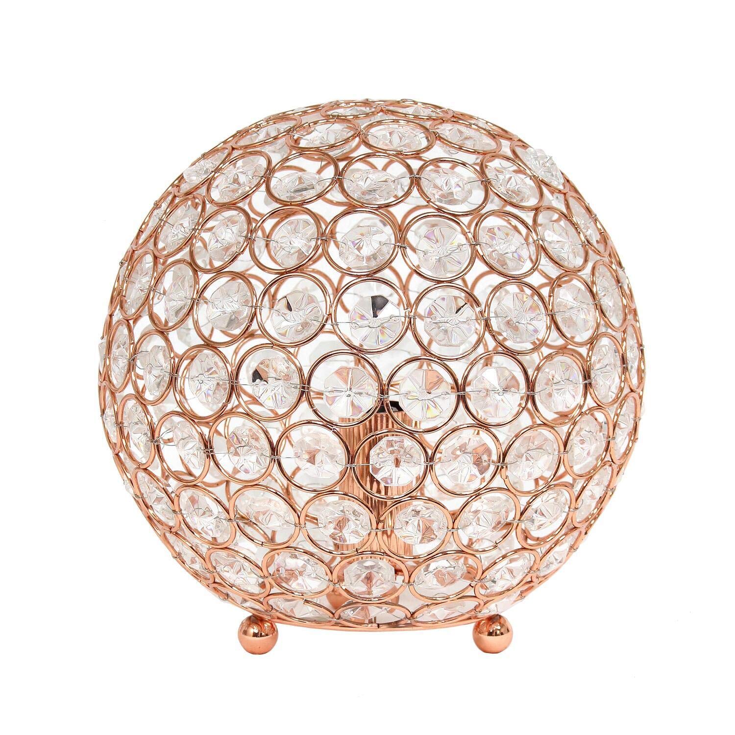 Elegant Designs Lt1026-Rgd Elipse 8 Inch Crystal Ball Sequin Table Lamp, Rose Gold