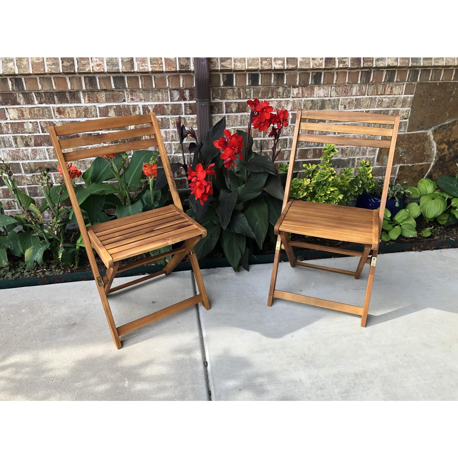 Acacia Wood Folding Chairs (Set of 2)