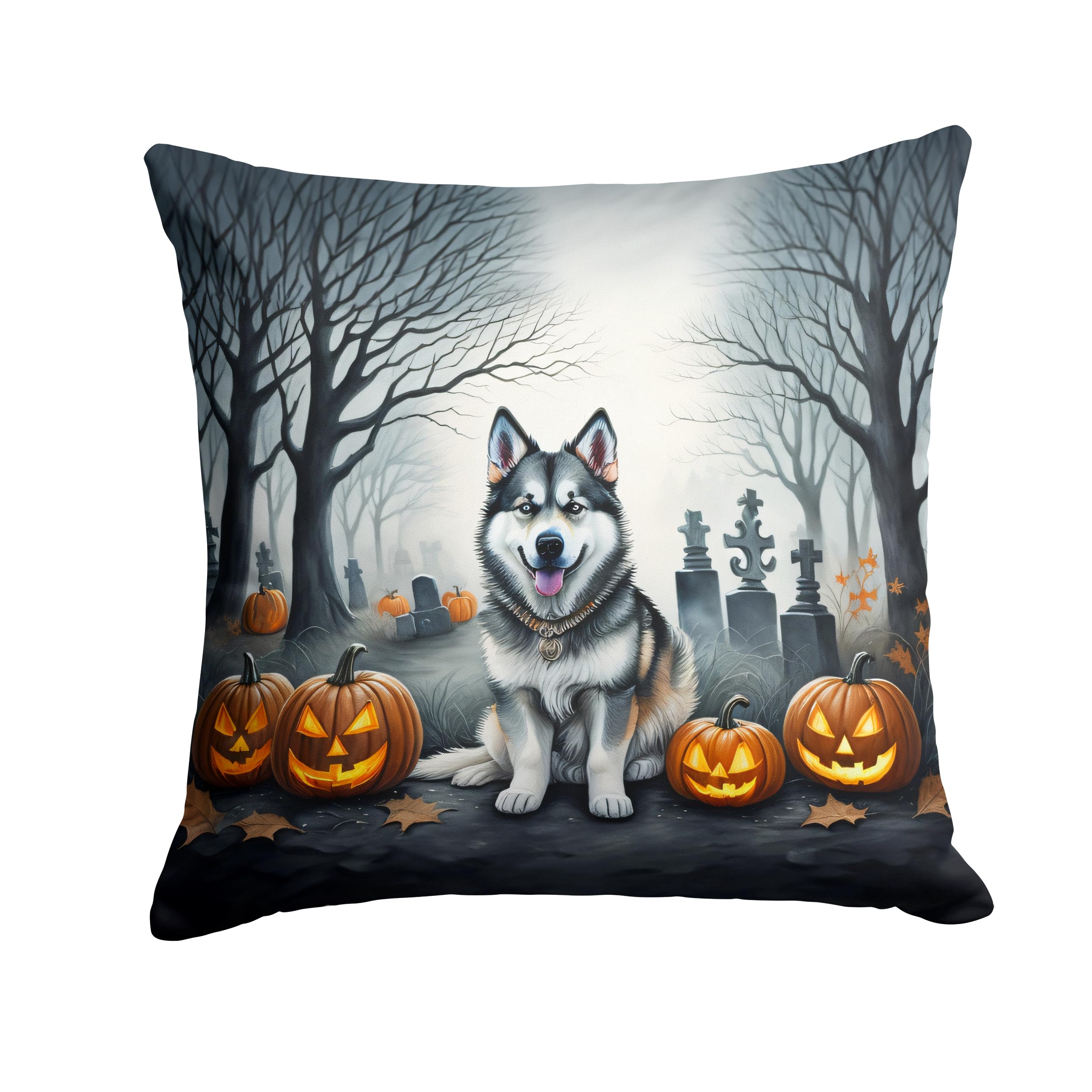 Alaskan Malamute Spooky Halloween Throw Pillow