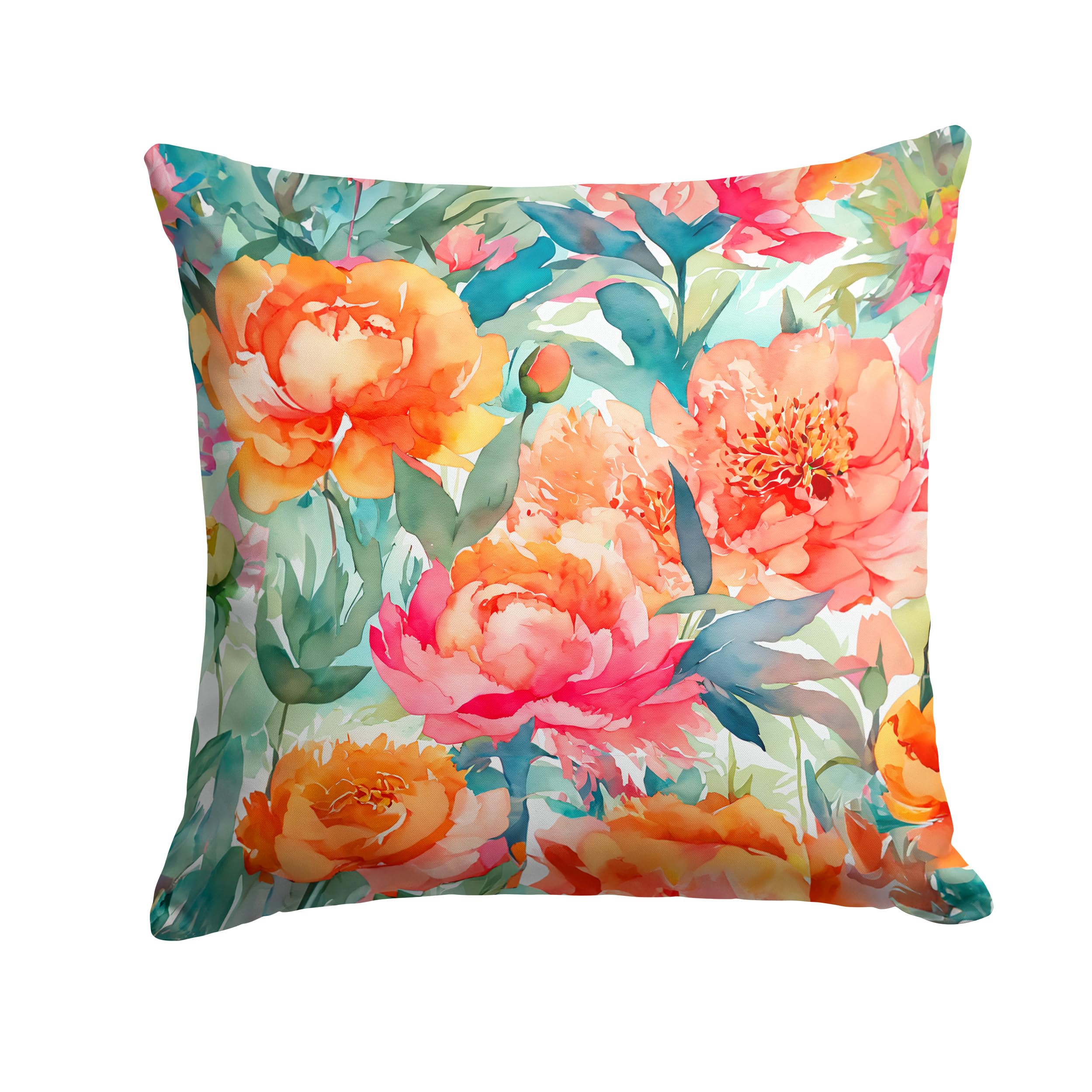 Peonies in Watercolor Throw Pillow