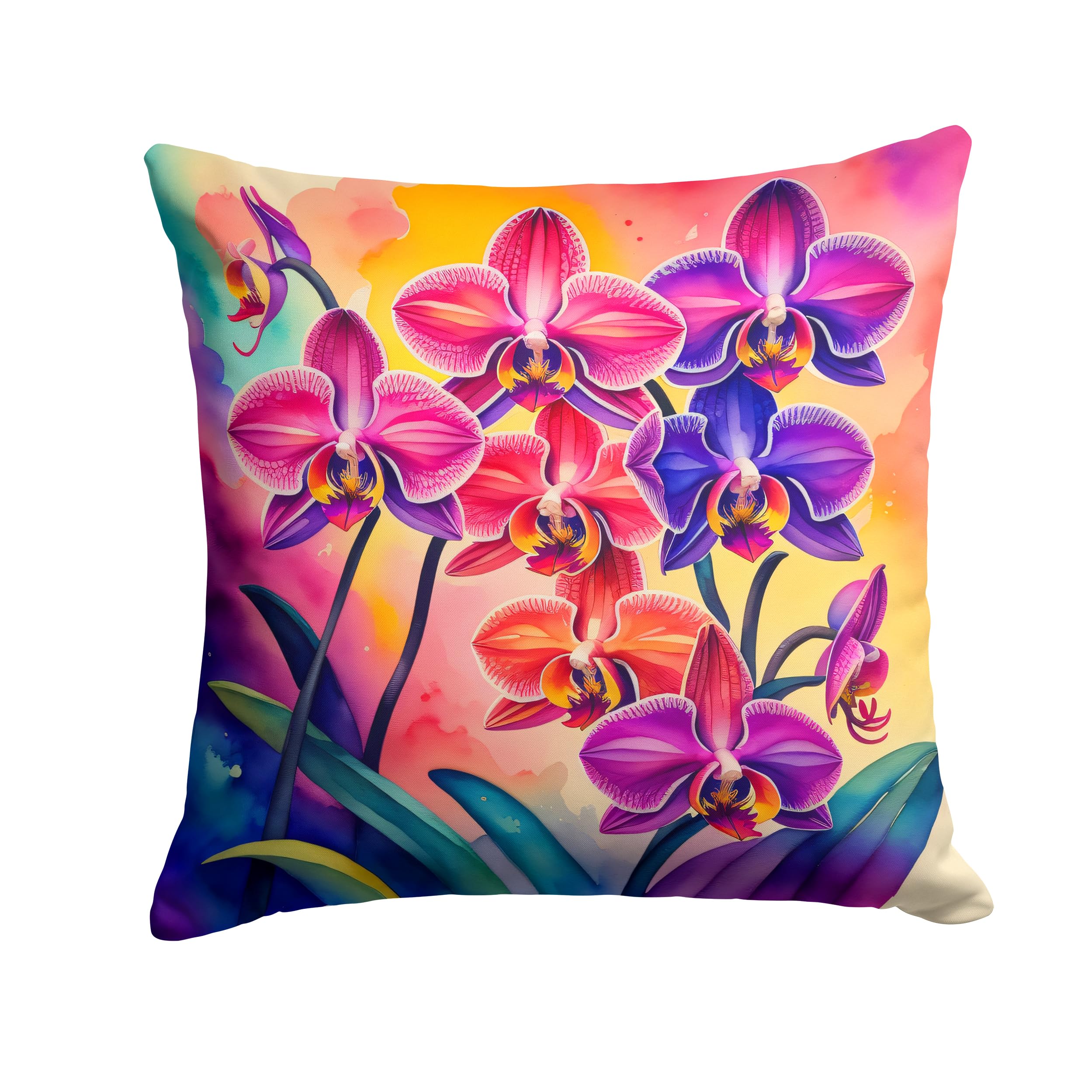 Colorful Orchids Throw Pillow