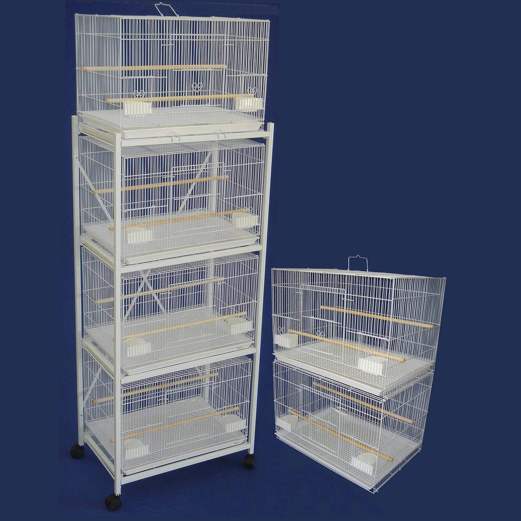 Lot of 6 Small Breeding Cages with One 4 Tie Stand - White