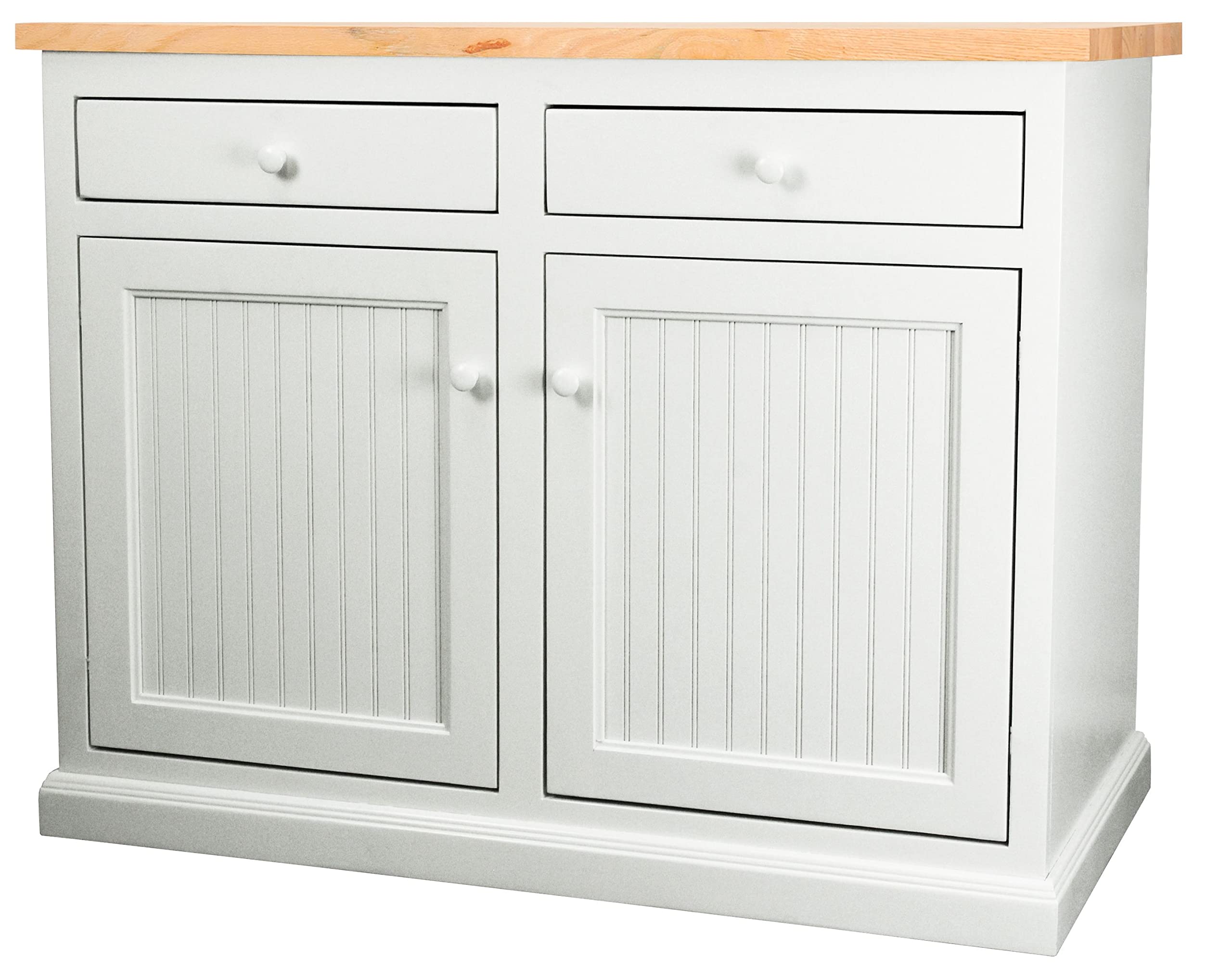 Poplar Kitchen Island in Bright White with Oak Top