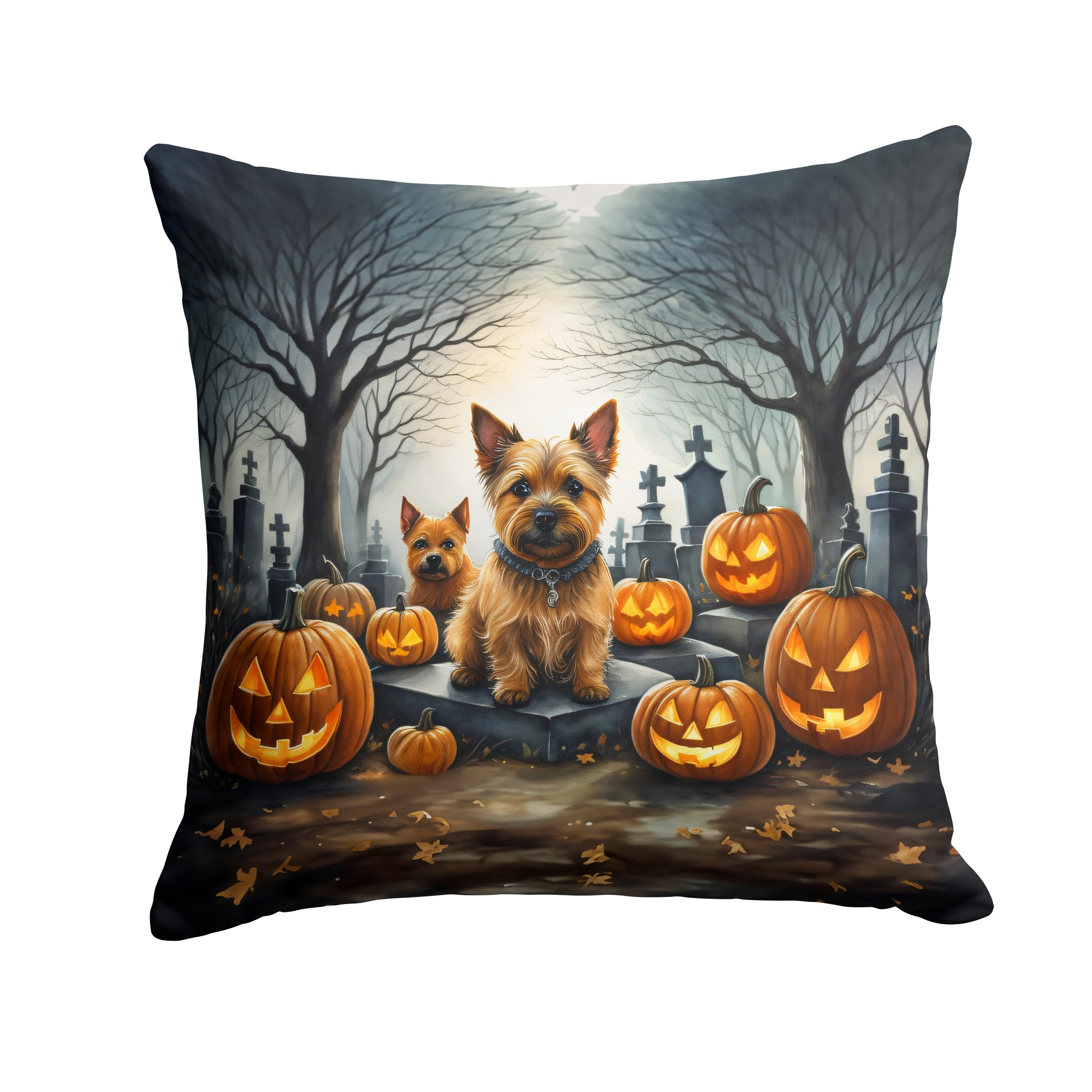 Norwich Terrier Spooky Halloween Throw Pillow