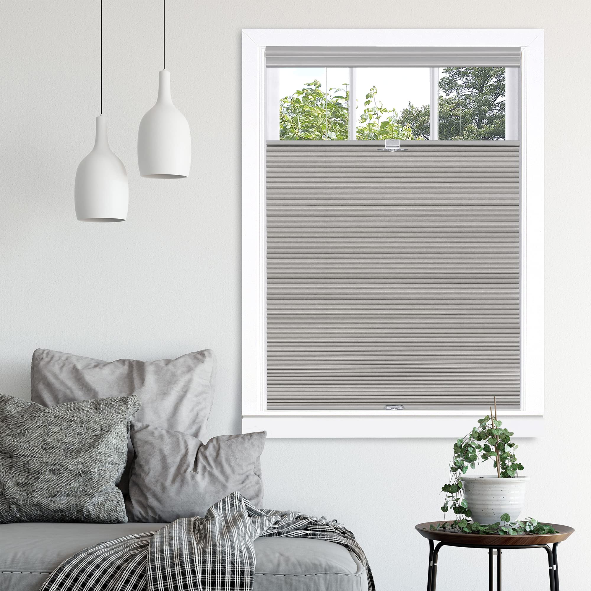 Top Down-Bottom Up Cordless Honeycomb Cellular Shade 30x64 Dove Grey