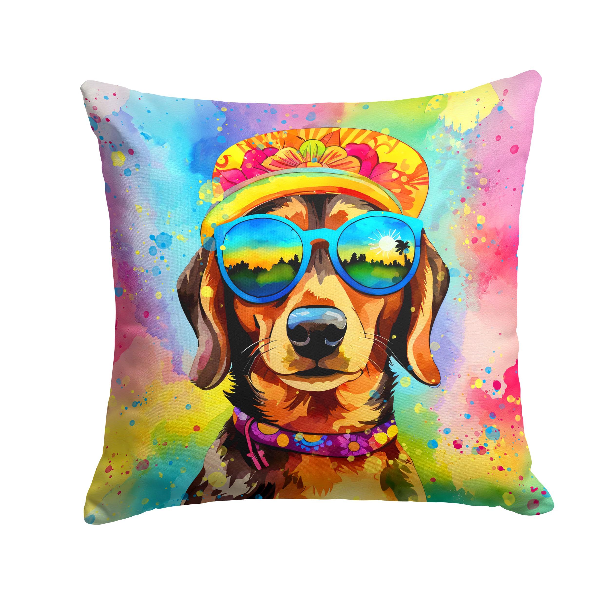 Dachshund Hippie Dawg Throw Pillow