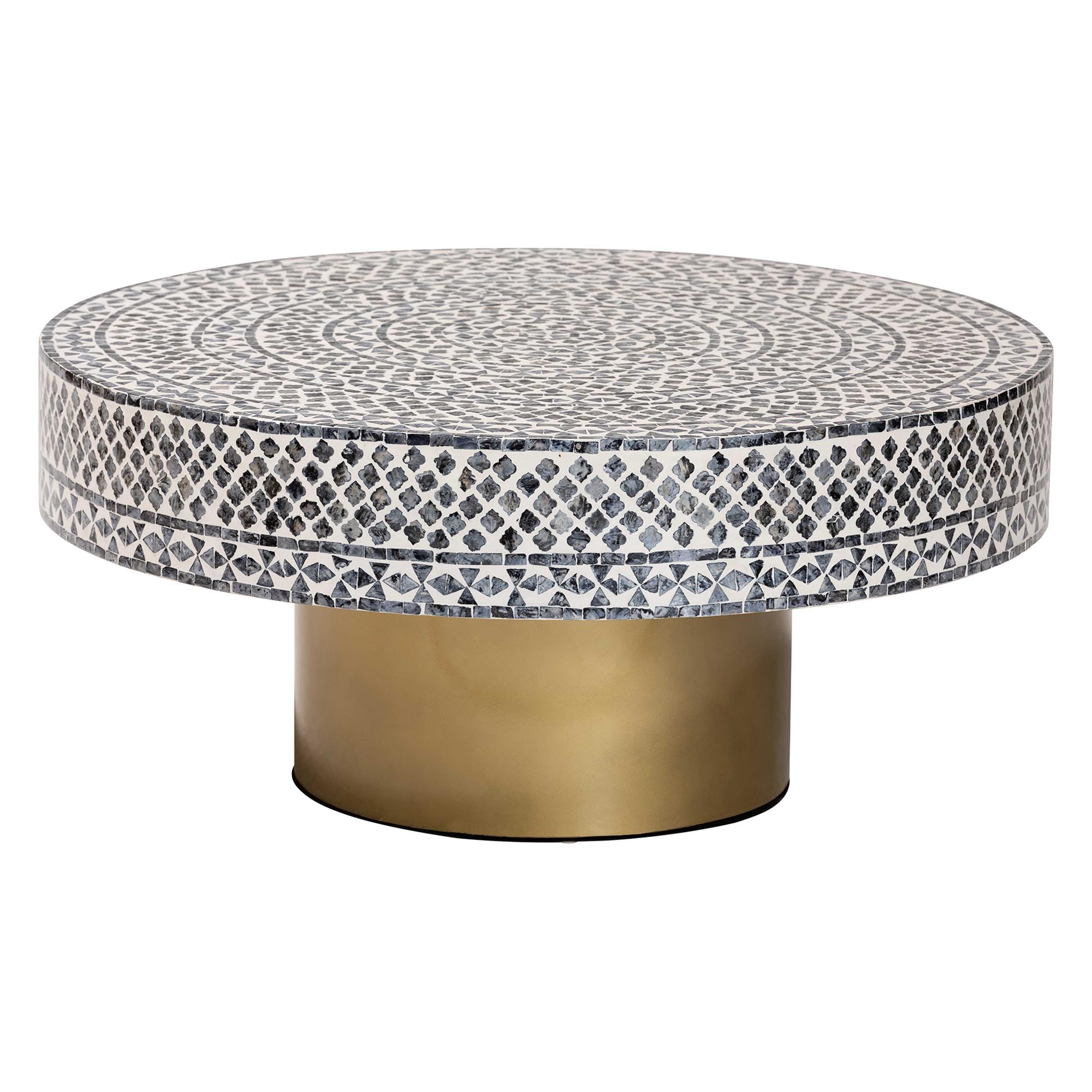 bali & pari Idra  Black and White Mother of Pearl Capiz Shell Coffee Table