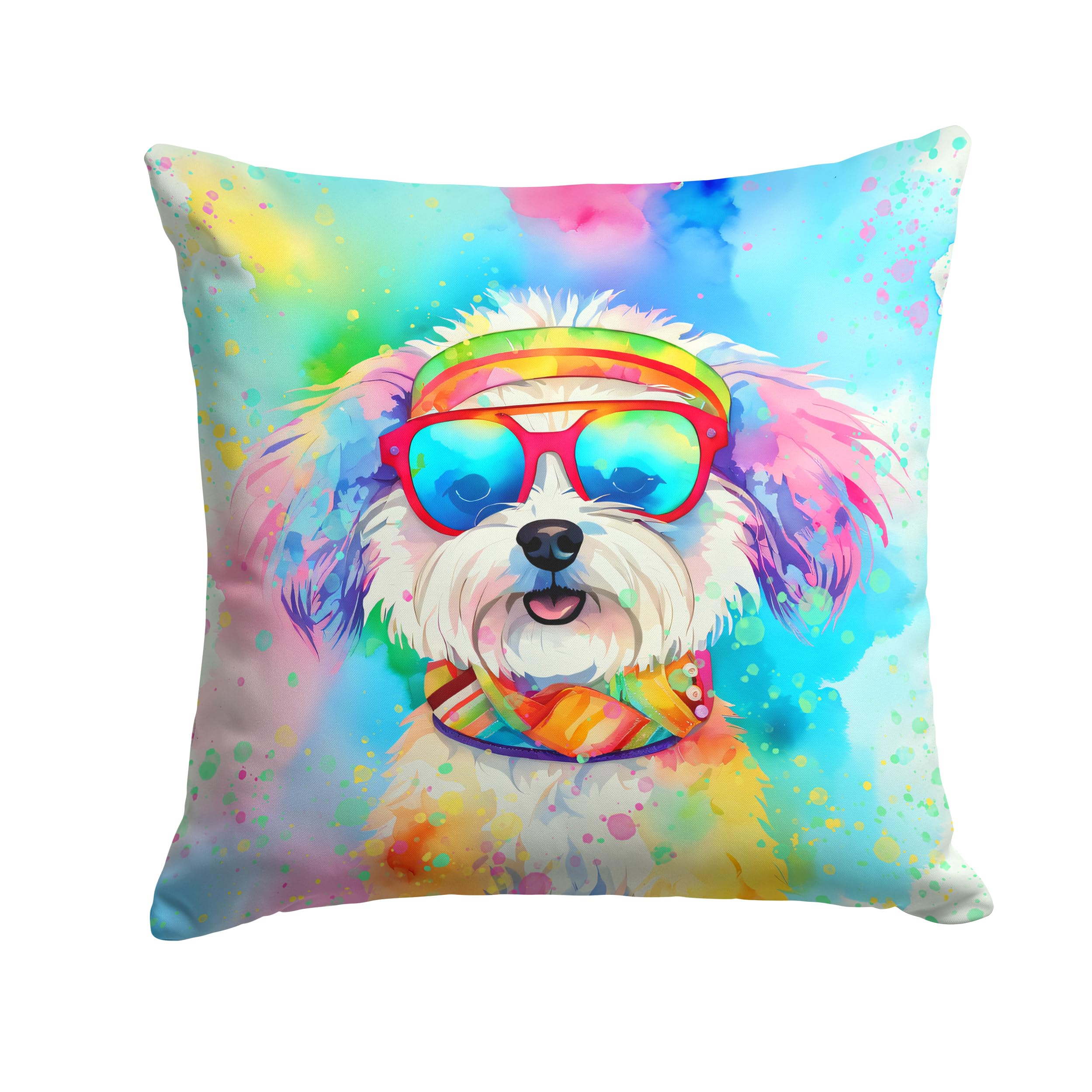 Bichon Frise Hippie Dawg Throw Pillow