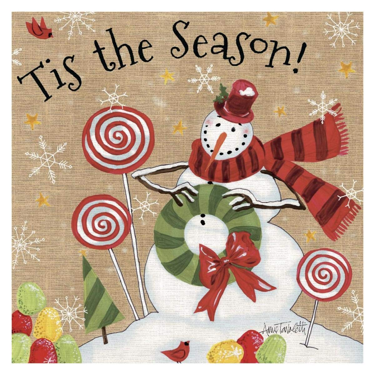 Sweet Snowmen III -Paper Art-32x32”